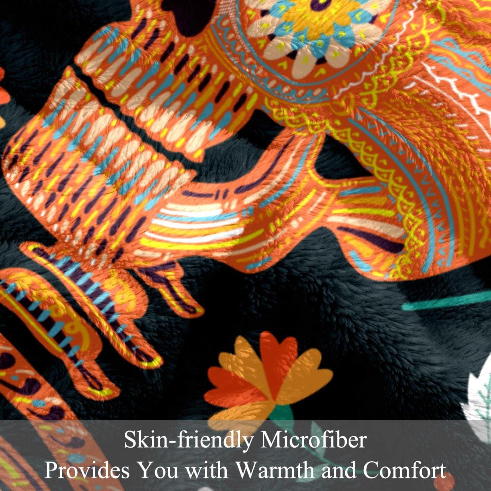 Coperta in pile per divano, divano o letto, accogliente e morbida coperta Day of the Dead Design