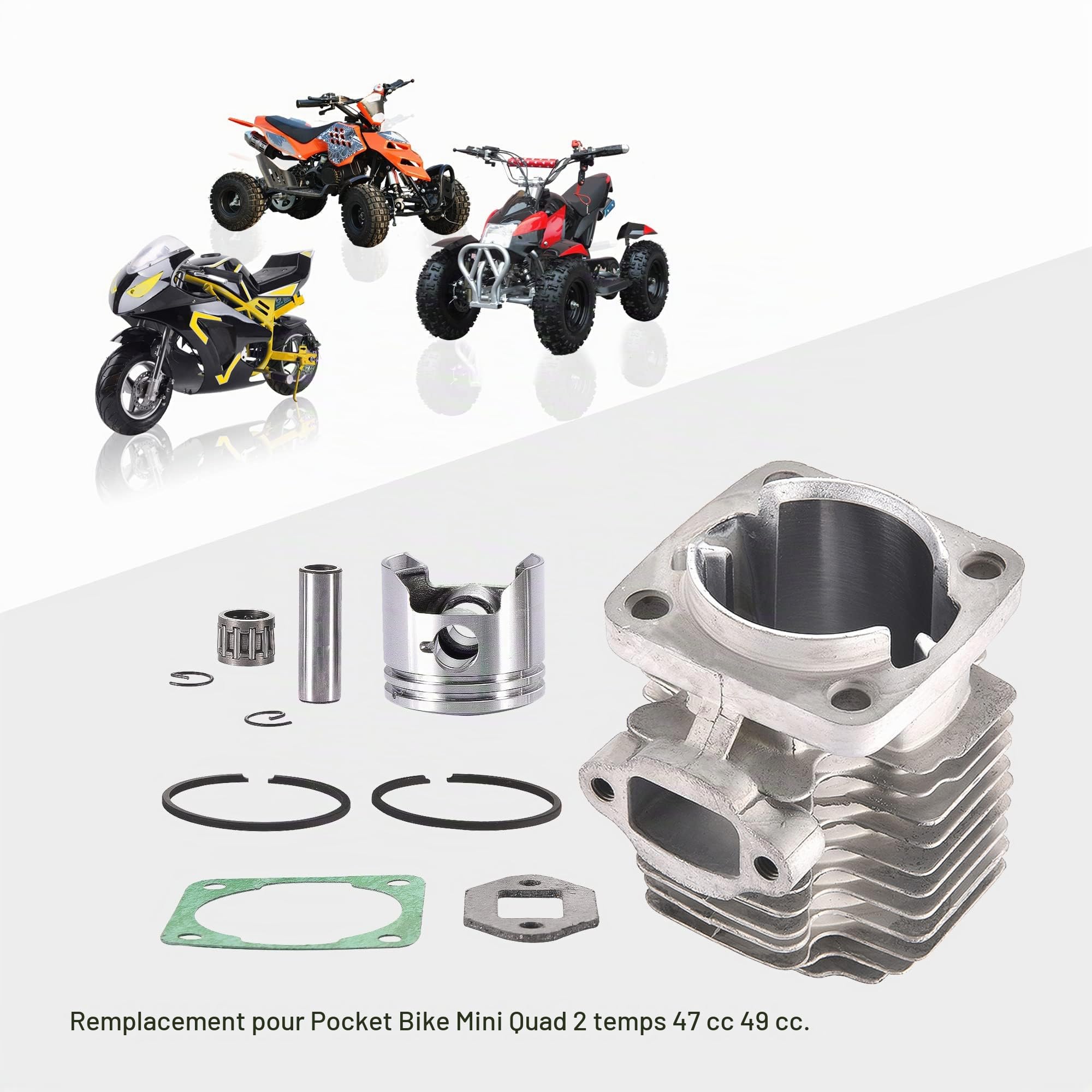 GOOFIT 40mm 40-6 Kit De Bague De Piston De Tête De Cylindre Remplacement pour 47cc 49cc 2 Stroke Engine Mini Dirt Bike ATV Quad Pocket Bike