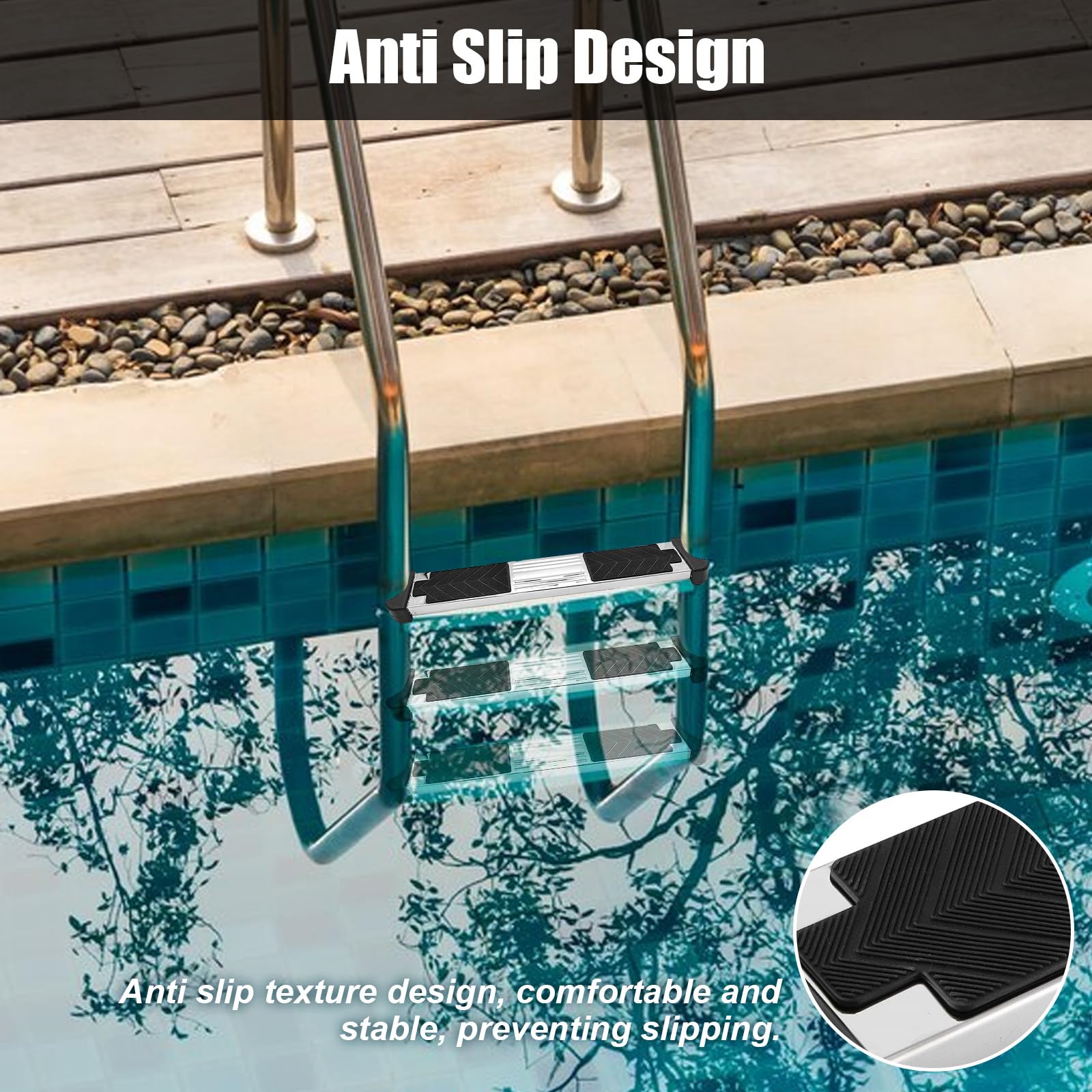 Scala di ricambio per piscina in acciaio inox 304, 50 x 7,5 x 2,5 cm