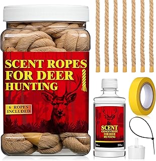 Scent Rope Set for Deer Hunting Hemp System 30'' Rope with Square Bottle and Ties Concentrate Scrape Scent Lure Mock Scrape for Deer Hunting