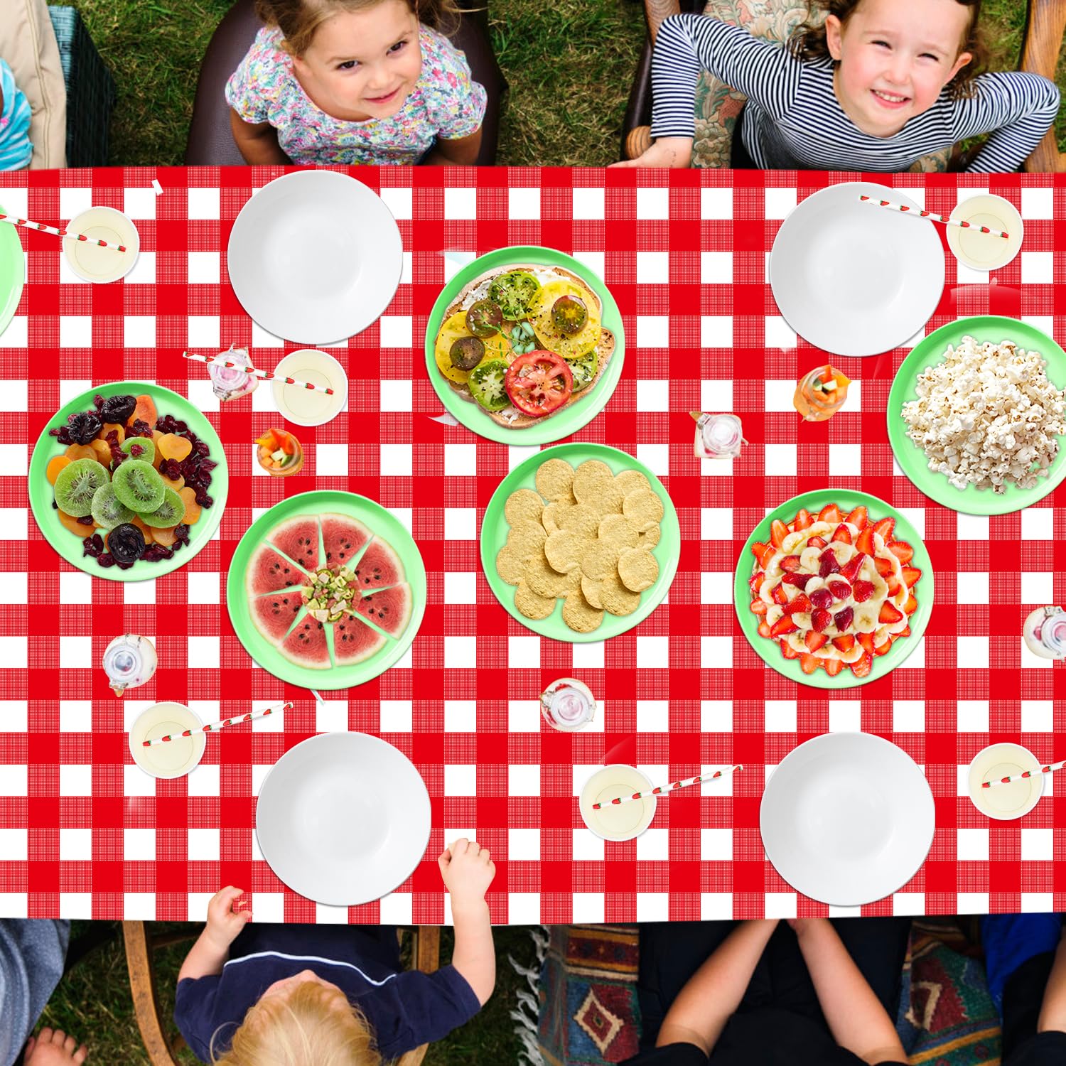 Cisolen 4 Pièces Nappe Jetable Vichy Rouge Et Blanc Nappe à Carreaux 130 Cm X 220 Cm Rectangulaire Nappes Pour Fête Noël Mariage Pique-Nique Anniversaire Décorations Halloween