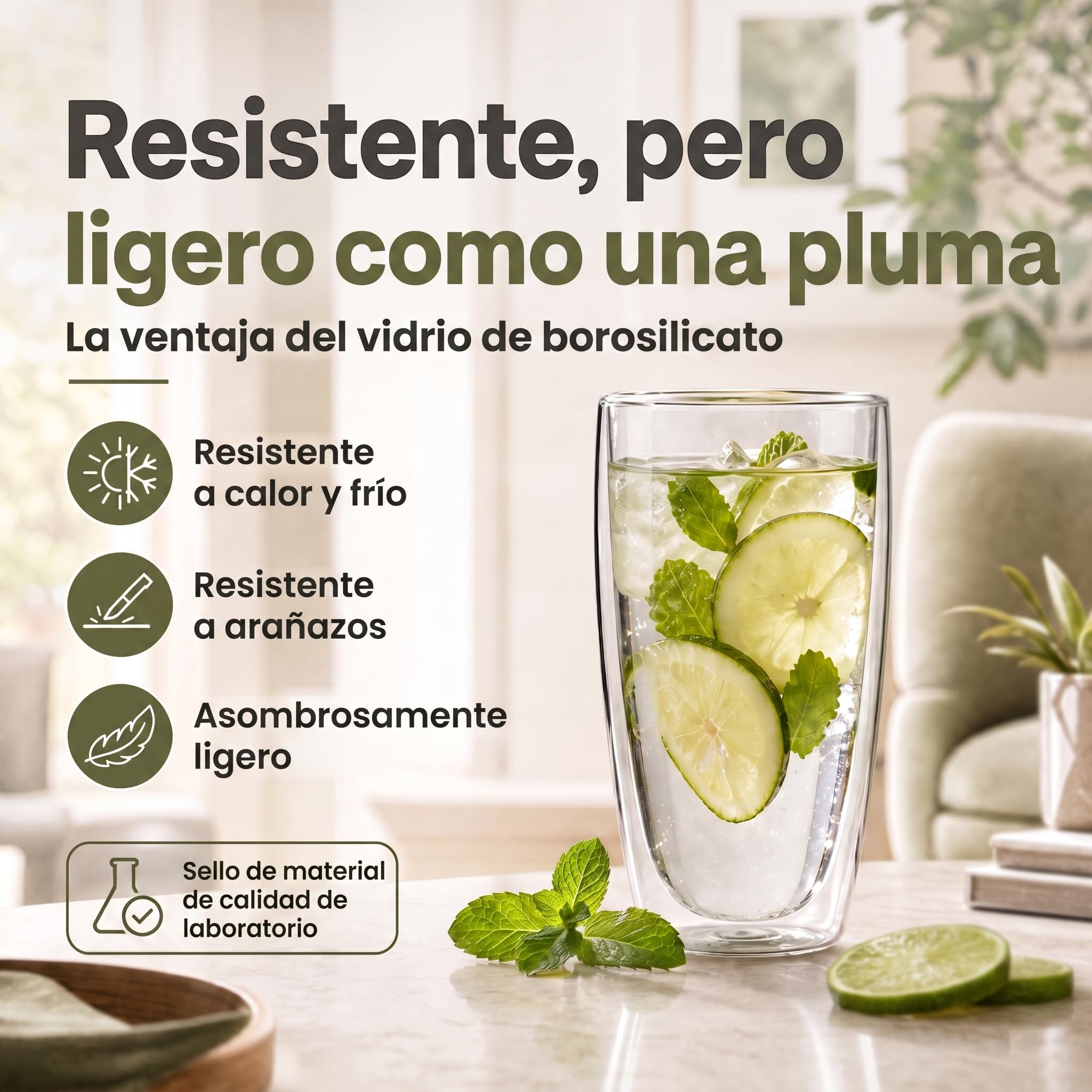 Dimono® Vaso de vidrio borosilicato de doble pared Vaso de agua Latte Macchiato Vaso largo para bebidas y cócteles (12 piezas vaso largo)