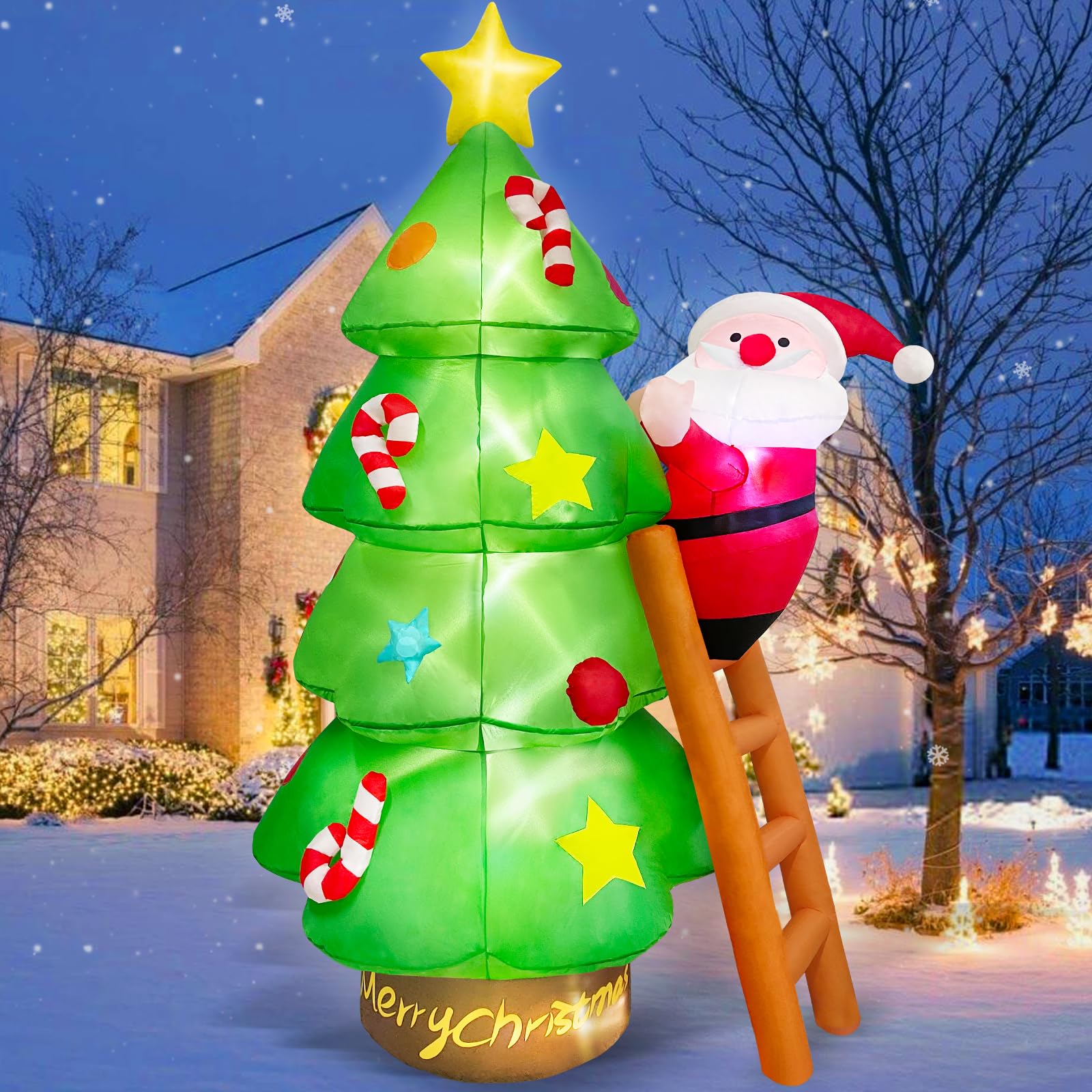 2,13M Albero di Natale Gonfiabile con Babbo Natale Decorazioni per Esterni