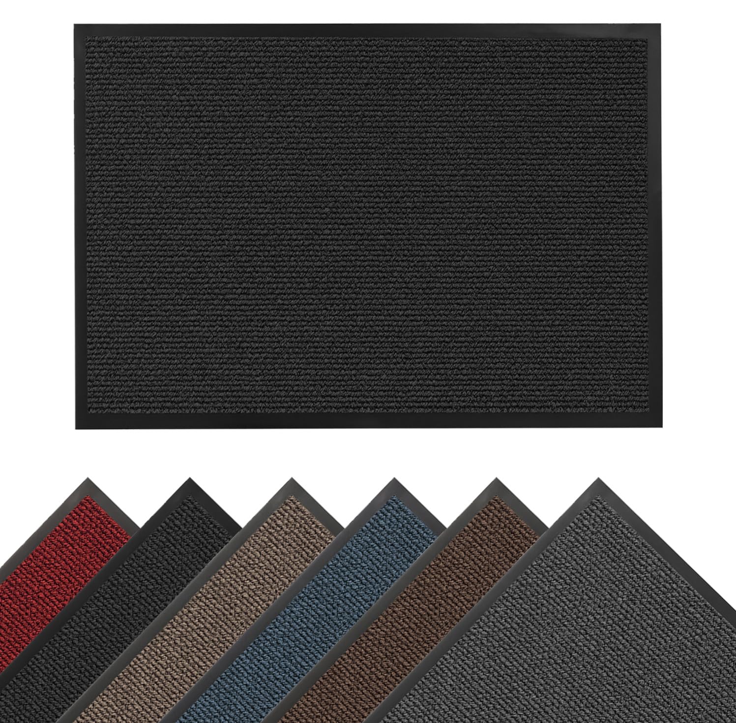 TradeXone Door Mat for Indoor & Outdoor Use – Washable Non-Slip Entrance Mat | Heavy Duty Dirt Trapper Rug for Front Door, Kitchen, Hallway & Office (Anthracite, 80 x 140 cm)