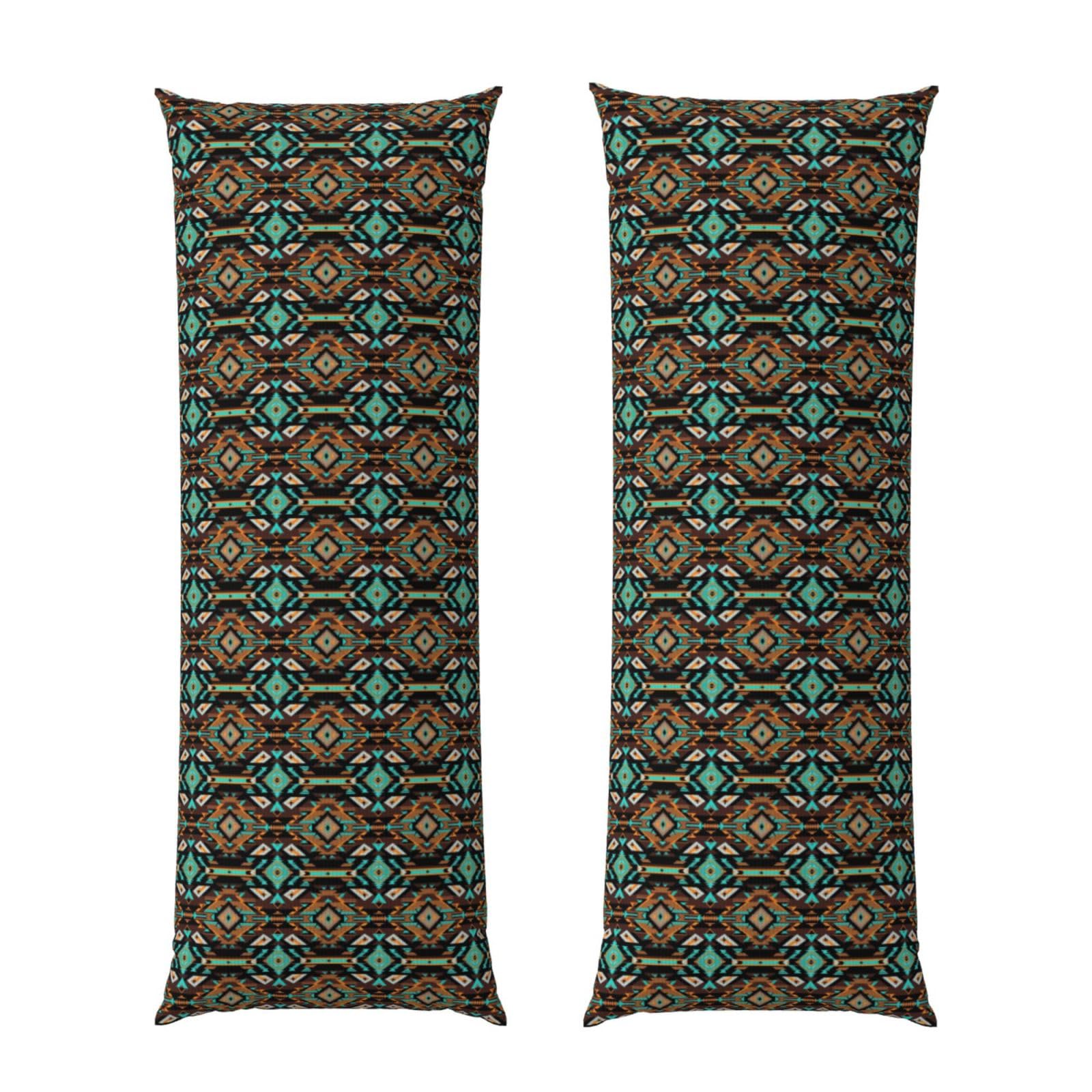 Body Pillow Cover 20x60 Geometric Ethnic Tribal Navajo Aztec, Plush Flannel Long Pillowcase with Zipper, Soft Cozy Cushion Protector, Wrinkle Free for Bed Sofa Home