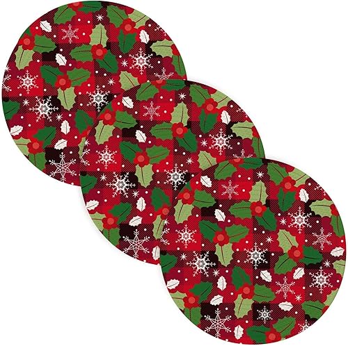 Trivet Red Black Buffalo Trivet Tripod for Hot Dishes 15in Cotton Thread Weave Absorb Water Hot Pads for Hot Pot Home Necessities 3 Pcs