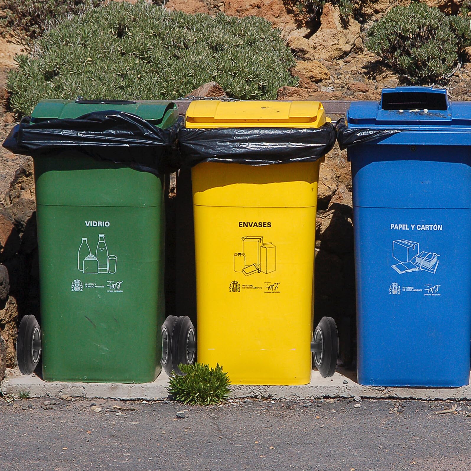 ABOOFAN Rueda de Repuesto de Goma para Bote de Basura Galón Diseño Grueso y Eje Reforzado para Fácil Movimiento en Sistemas de Saneamiento