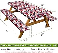 Vista 138 de Play Tailor - Mantel para mesa de pícnic con cubiertas para bancas, impermeable y a prueba de viento con bolsa de cordón, ajustable a mesas y bancas