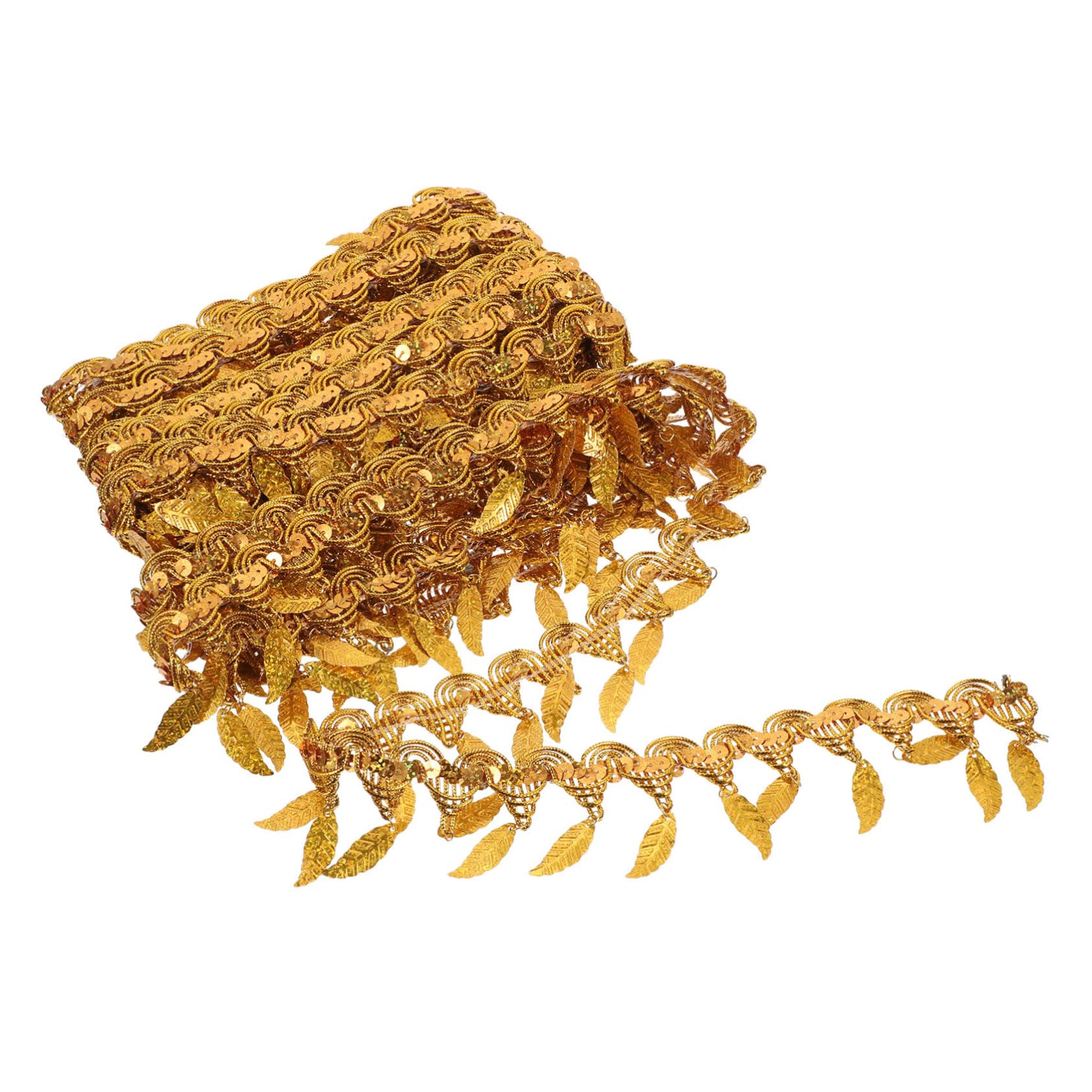 Uonlytech Delicate Leaf Shaped Sequin Trim Yards of Wide Decorative Clothing and Craft Trim for Dance Costumes and Stage Performance Accessories