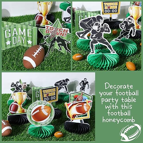Miniatura 4 de OTTPOOM Decoraciones de fiesta de fútbol, 10 piezas, centro de mesa de panal de abeja, decoración de mesa para fiesta de fútbol, día de partido,