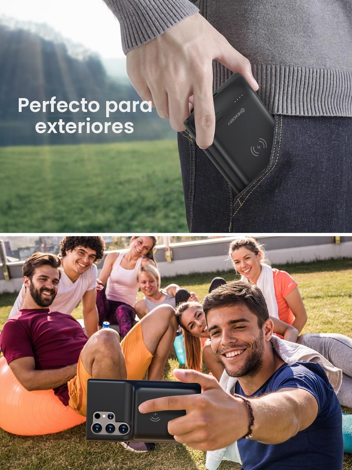 Funda de batería NEWDERY para Samsung S24 Ultra, carga inalámbrica Qi de 10000 mAh, entrada de 18 W, carga rápida y sincronización de datos