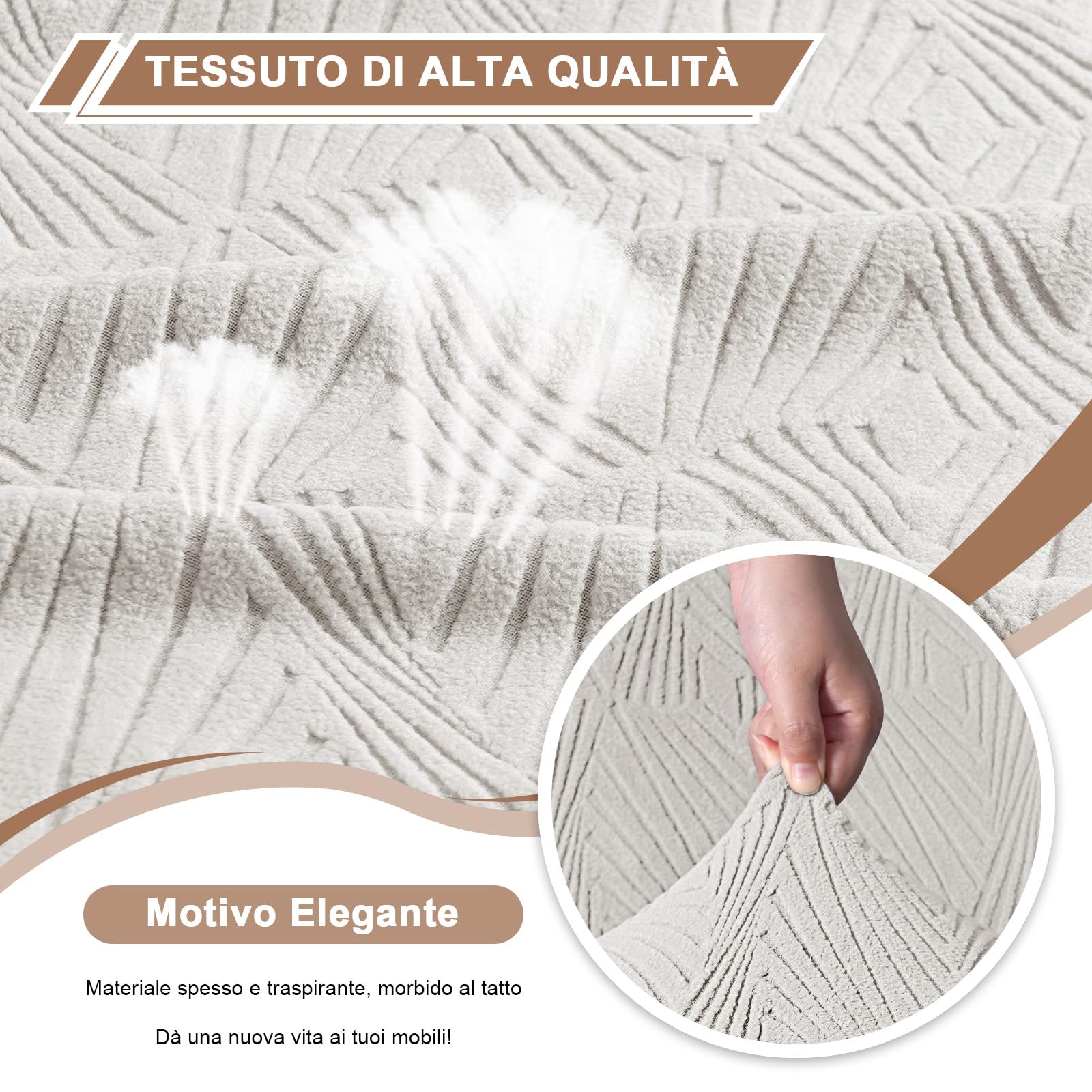 TAOCOCO Copripoltrona Relax Reclinabile con Braccioli, Copri Poltrona Elasticizzato Jacquard, Copridivano Relax Morbido e Lavabile, Adatto a Famiglie con Bambini e Animali(1 posto, Crema)