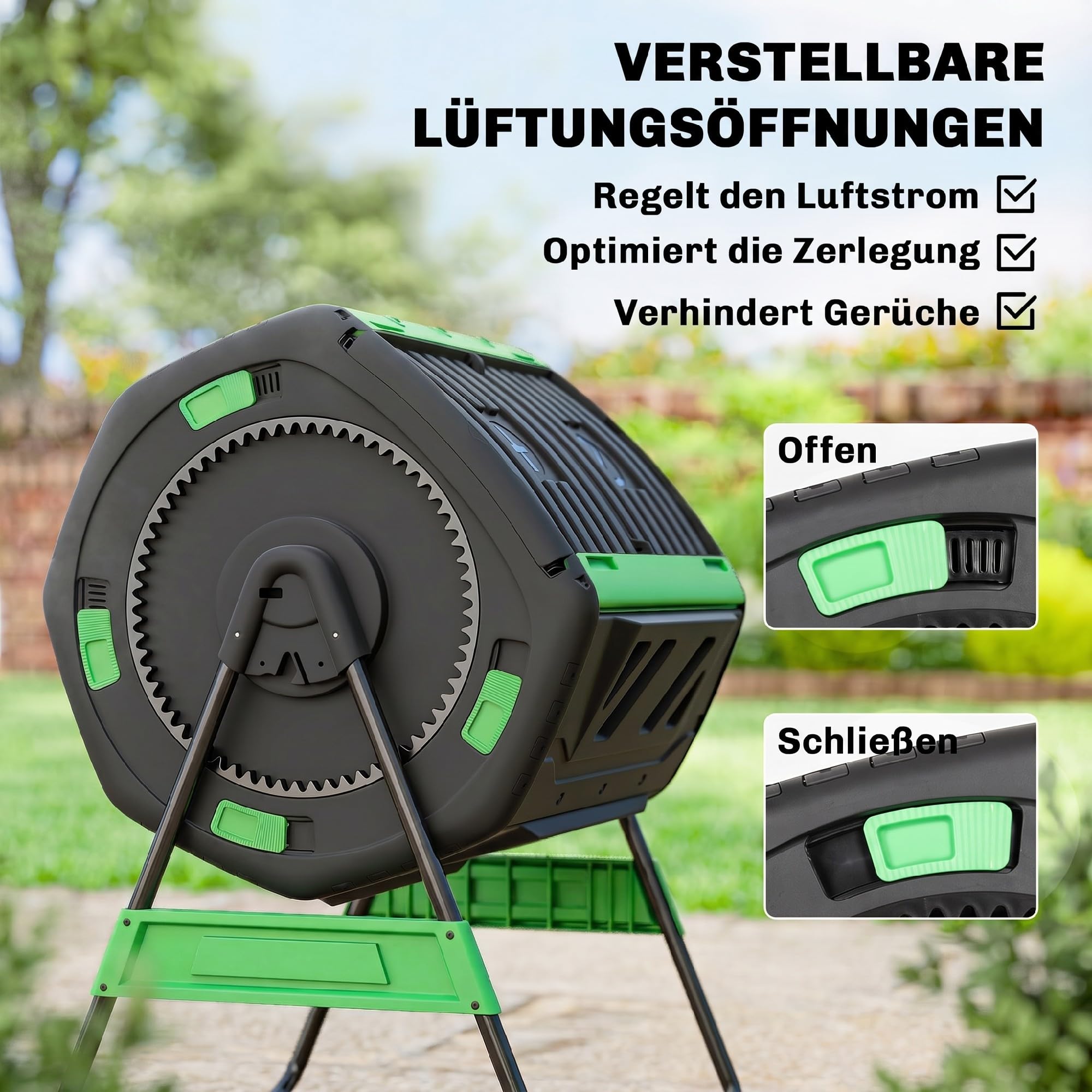 Outsunny Komposter 200 Liter 94x67x98cm Schnellkomposter mit Schiebetür
