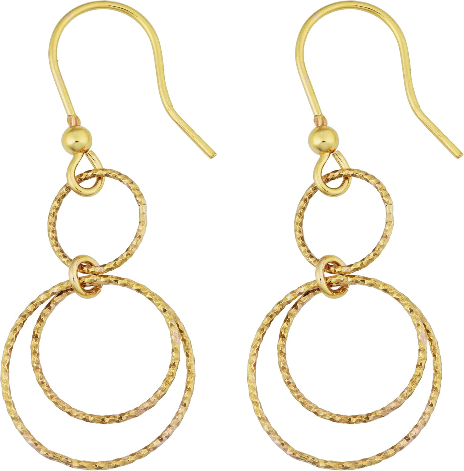 Kooljewelry 18k Yellow Gold over Sterling Silver Diamond-cut Loops Dangle Earrings