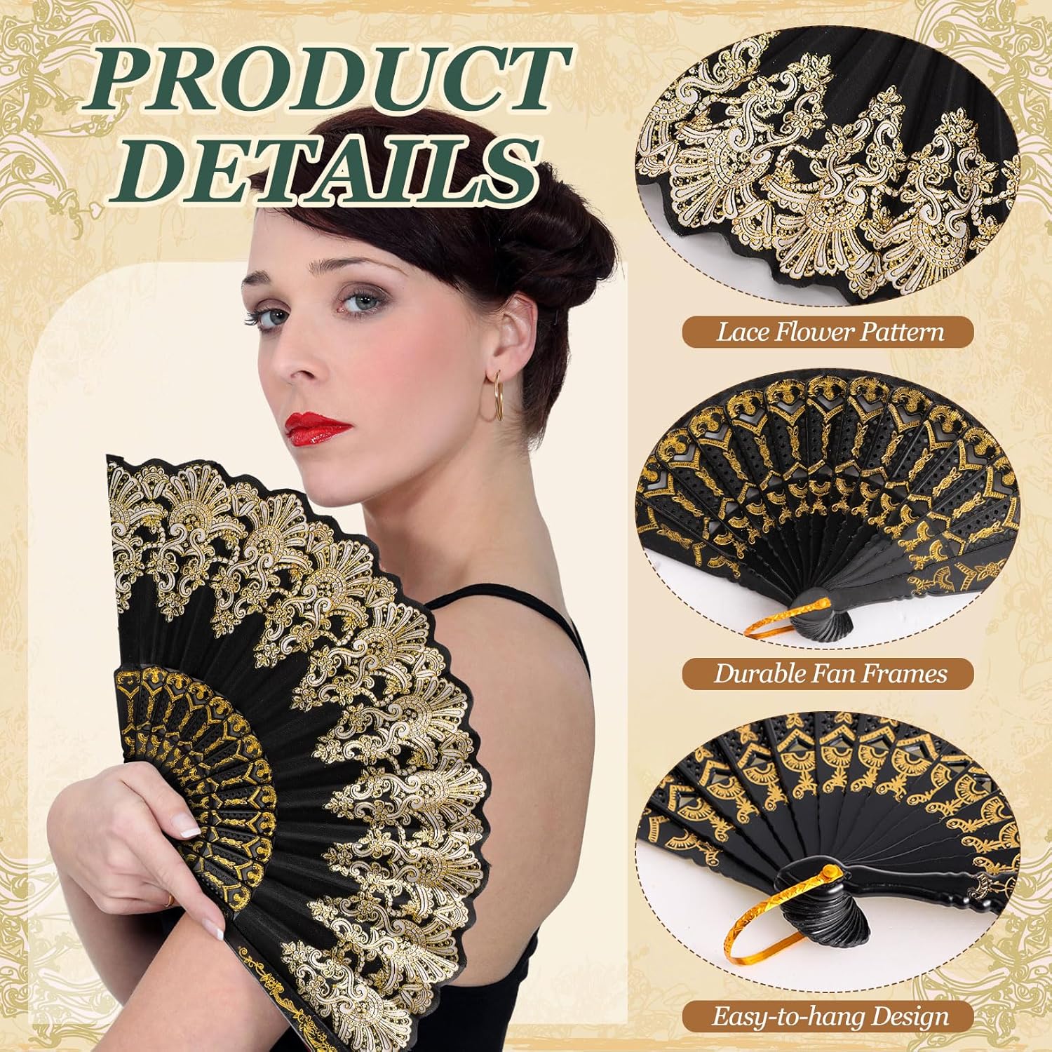 Geetery 30 Pcs Folding Hand Fan Bulk for Women Spanish Fans for Line Dancing Vintage Colorful Rave Foldable Cooling Accessory for Summer Tea Party Wedding Church Gifts(Embroidery,Elegant Colors)