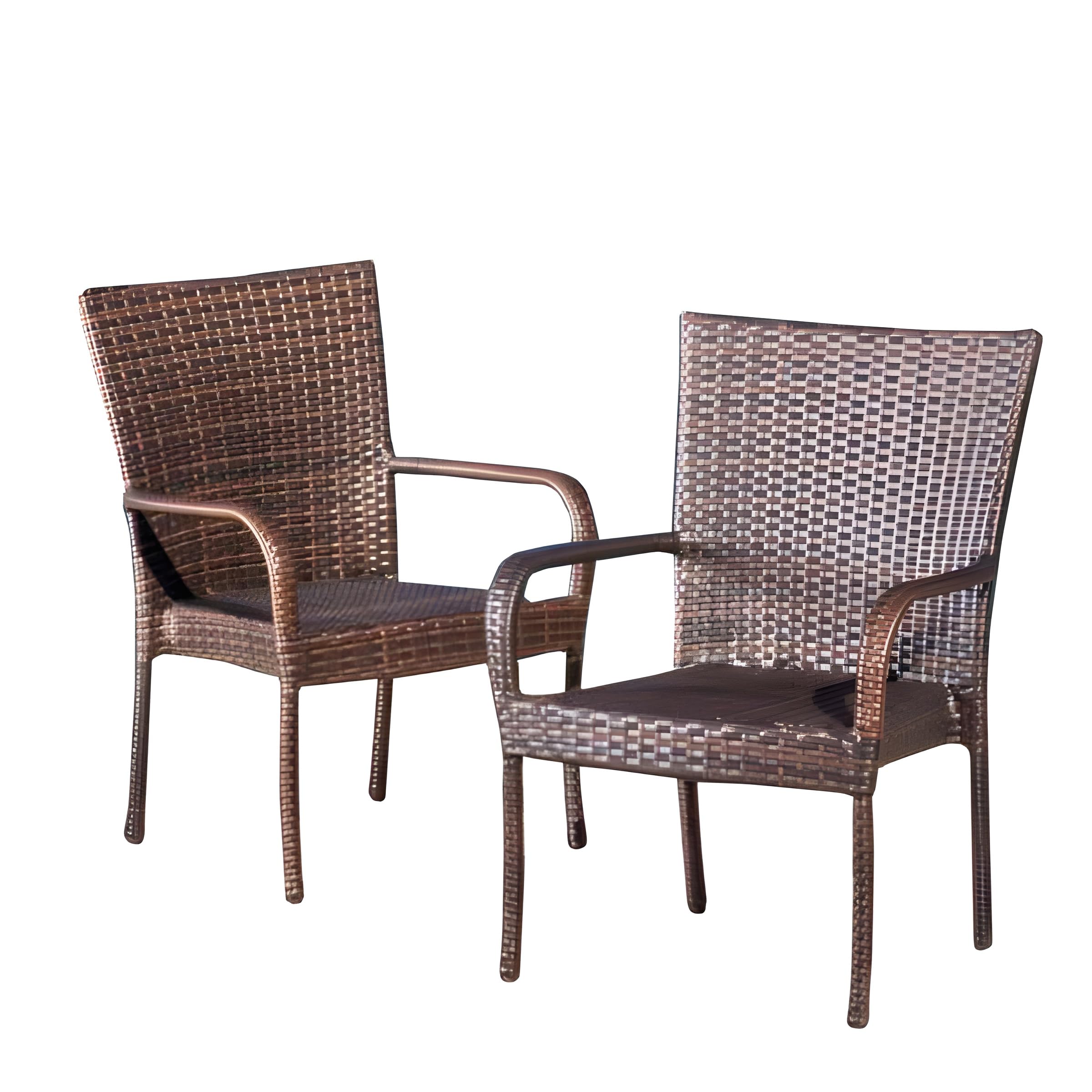 MJA FURNITURE Garden Patio Seating Chair Set, Patio Furniture for Balcony, Wicker Chair for Indoor, Outdoor, Garden Patio Dining Chair Set of 2, Patio Bistro Set (Brown)
