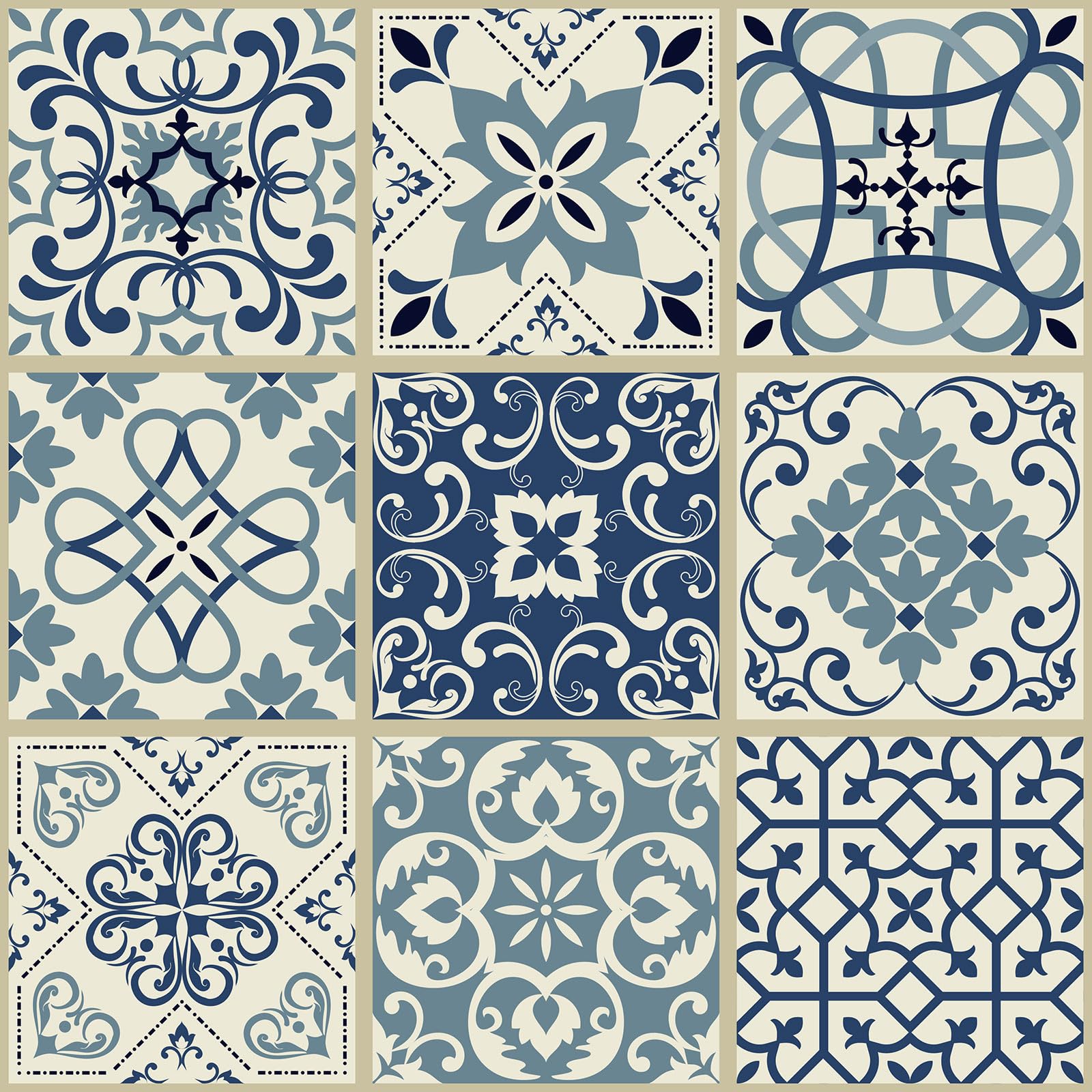 Lumalea Adesivo per cucina, effetto piastrelle di cemento, 3617682399468, adesivo + protezione lucida, 90 x 90 cm