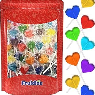 Fruidles Lollipops 30 Lollipops, Heart Flavor Mix Mini Heart Shaped Flavored Delicious Lollipop, Individually Wrapped, 5g Lollipop