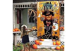 Halloween Bean Bag Toss Game Banner: Pumpkin Ghost Party Set