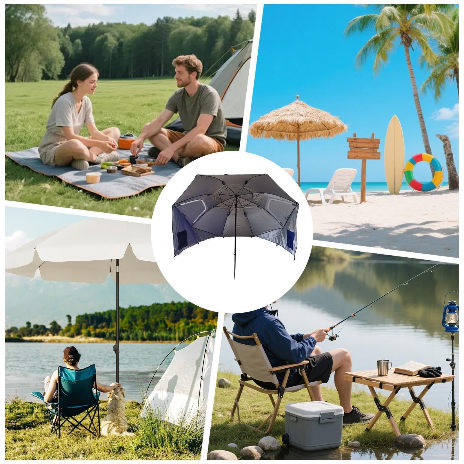 Parasol Wędkarski Ochrona Przed Promieniowaniem UV, Przenośny | Parasol Plażowy Na Zewnątrz, Patio, Basen, Sport, Park, Podwórko, Kemping, Piesze Wędrówki, Podróże, Piknik, Dla Kobiet i