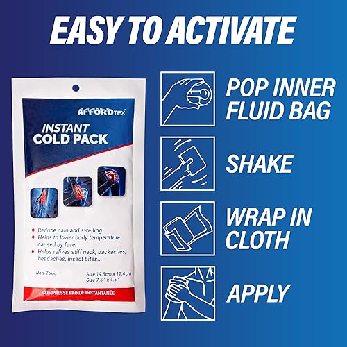 Miniatura 4 de Paquete frío instantáneo, 6 paquetes de hielo desechables de 7.5 x 4.5 pulgadas, suministros médicos imprescindibles para actividades al aire libre,