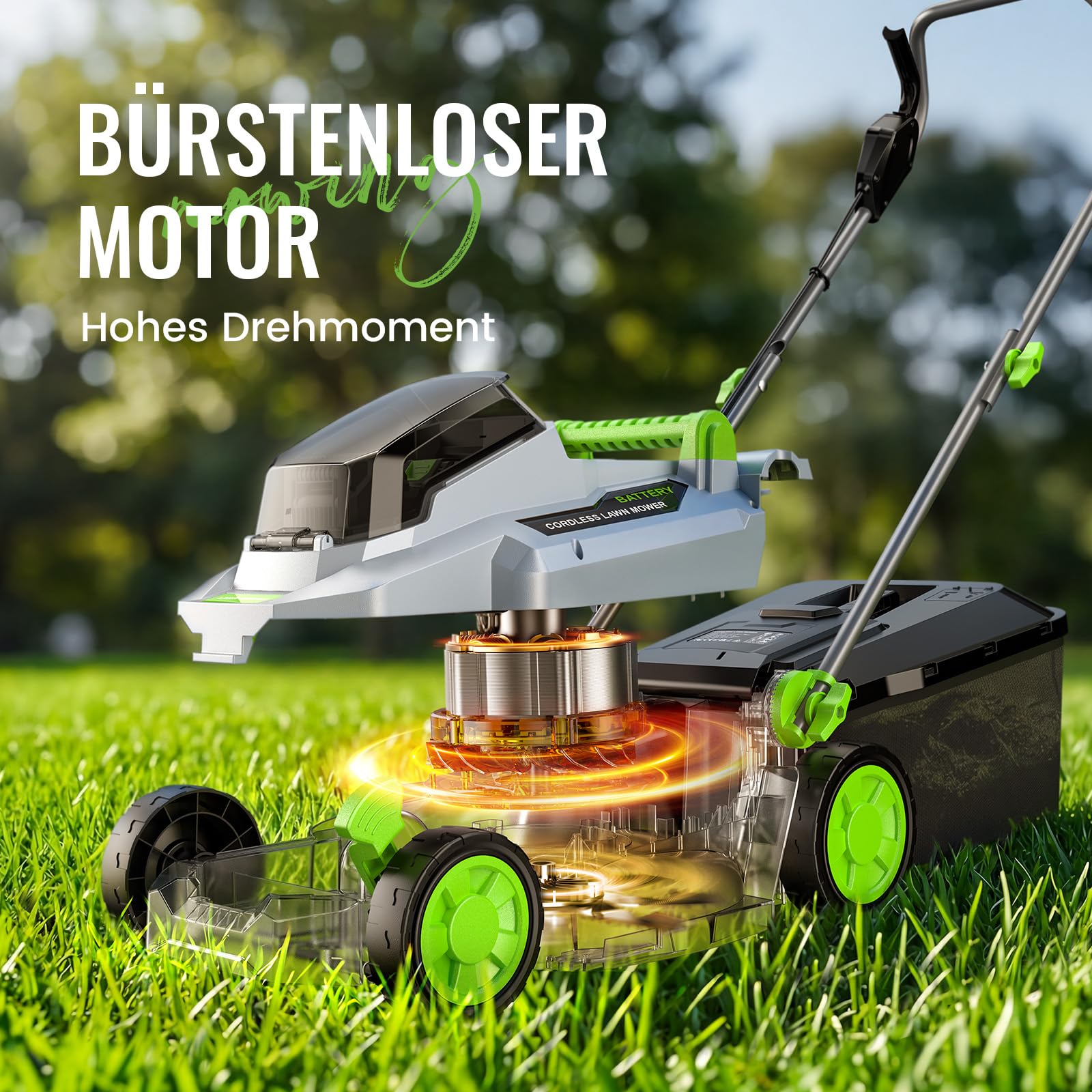 ETOOLAB Akku-Rasenmäher 40V (2x20V), 33cm Schnittbreite, bis 280 m², Brushless, Mulch-Kit, 30L Fangkorb, 25-75 mm Schnitthöhe, 2X 4,0 Ah Akkus+Ladegerät