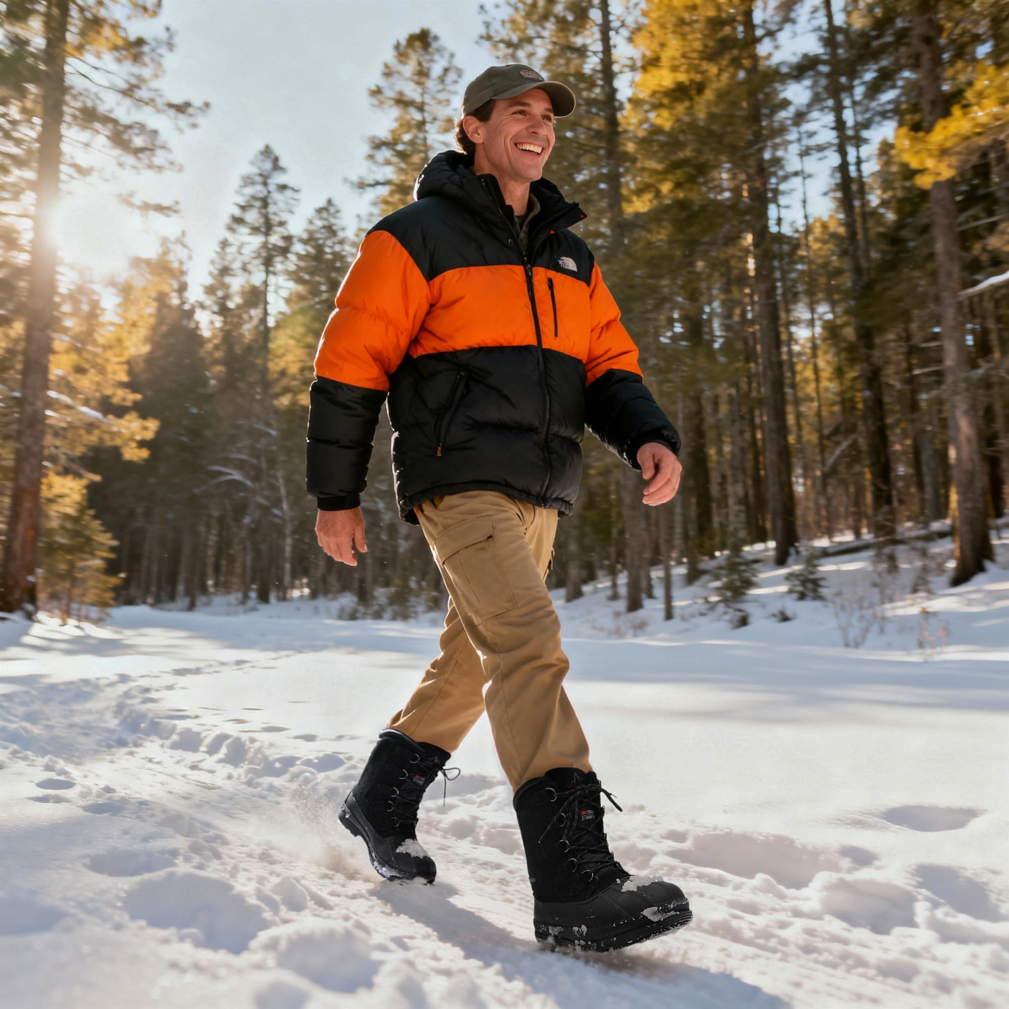 NORTIV 8 Stivali Neve Uomo Impermeabili | La soletta traspirante e la pelle scamosciata impermeabile offrono comfort e protezione fino a -25F