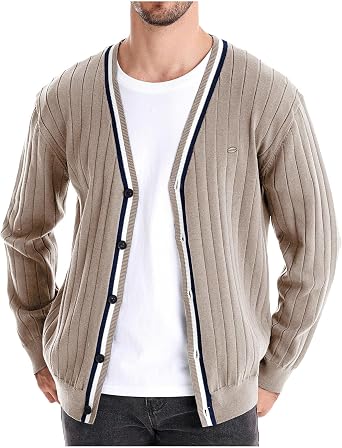 Mens Cable Knit Cardigan Sweaters Button Up Cotton Casual Cardigans Lightweight Long Sleeve V Neck Winter Coats
