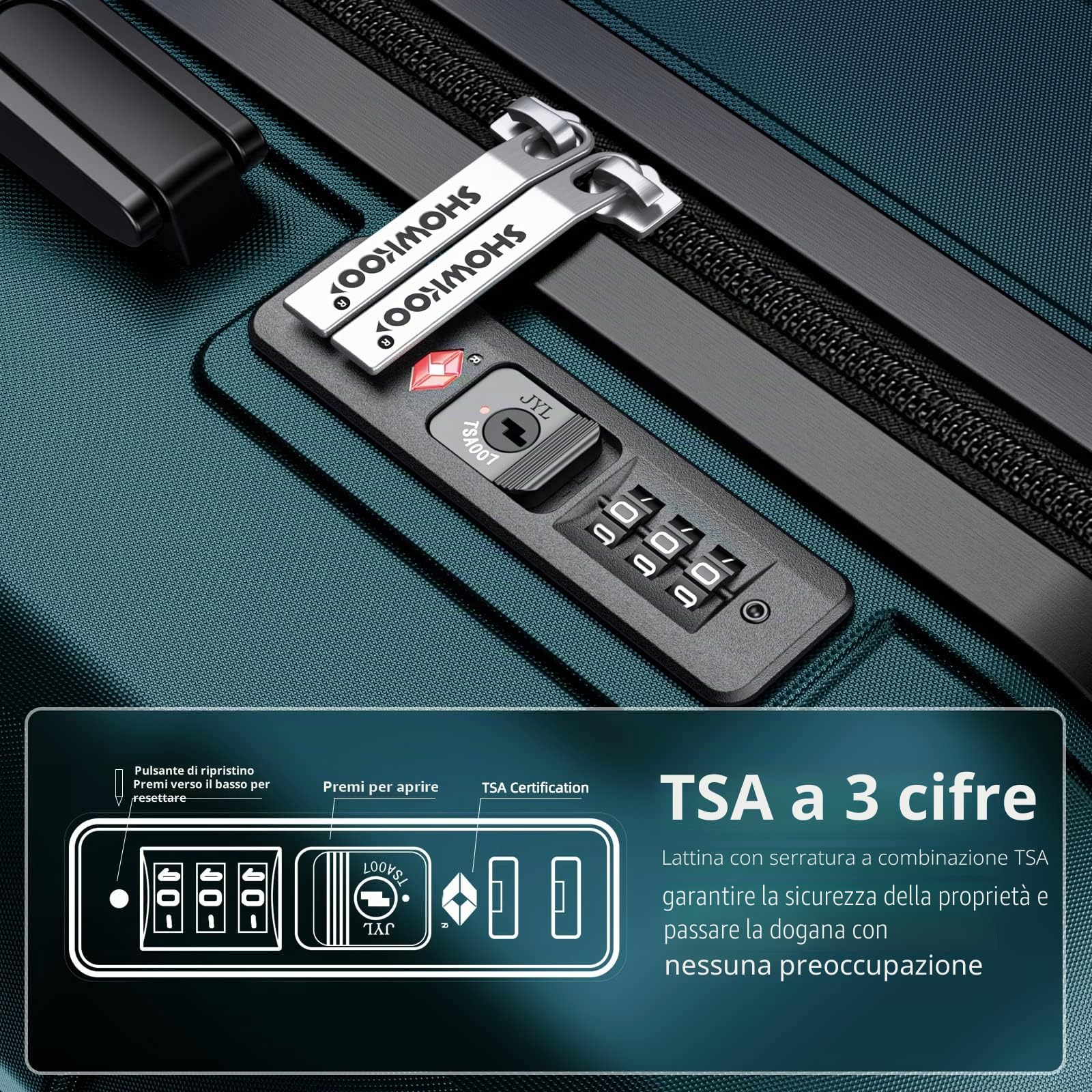 SHOWKOO Valigia Trolley Espandibile Ultra Leggero ABS+PC Durevole Valige Trolley da Viaggio con Chiusura TSA e 4 Ruote Doppie