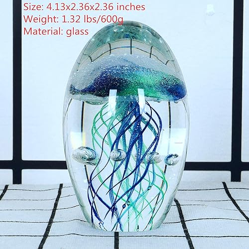 Miniatura 5 de EUSTUMA Adorno de figura de medusa de vidrio soplado a mano, adorno de animales marinos para acuario de pecera, colección de animales marinos para