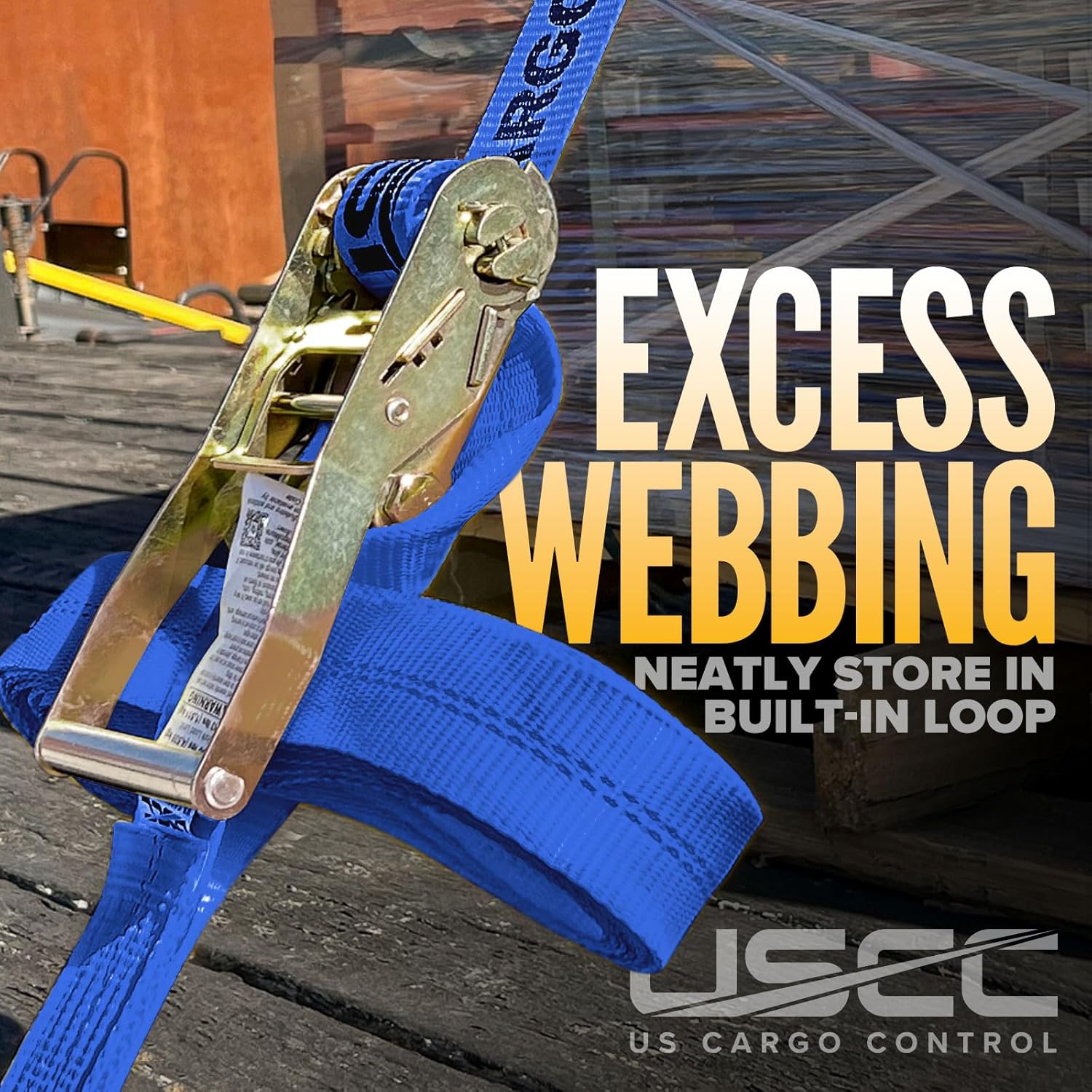 US Cargo Control Flat Hook Ratchet Straps 2 Inch x 30 Foot (10-Pack), 10,000 LBS Break Strength, Blue Heavy Duty Ratchet Straps with Black Flat Hooks, Tie Downs for Flatbed Trailers - Image 7