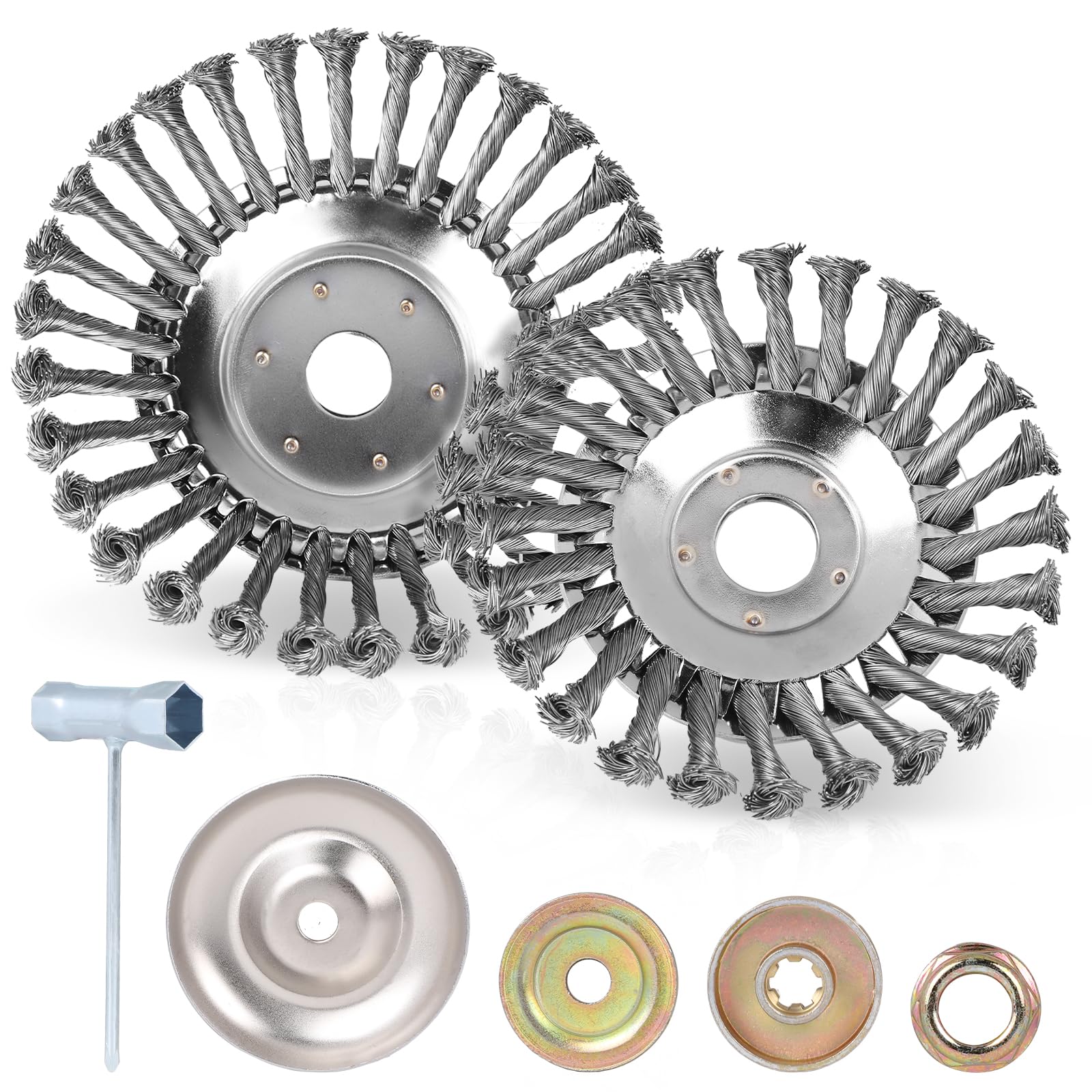 SWAWIS 2 Stück Unkrautbürste für Freischneider 150mm + 200mm Bohrung 25,4mm Drahtbürste Freischneider Unkrautbürste Wildkrautbürste für Motorsense Unkraut-bürste