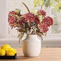 Vista 11 de Mitt&Ditt Florero de cerámica con asas, jarrón de 11 pulgadas de alto para centros de mesa, grandes jarrones decorativos de terracota, jarrones