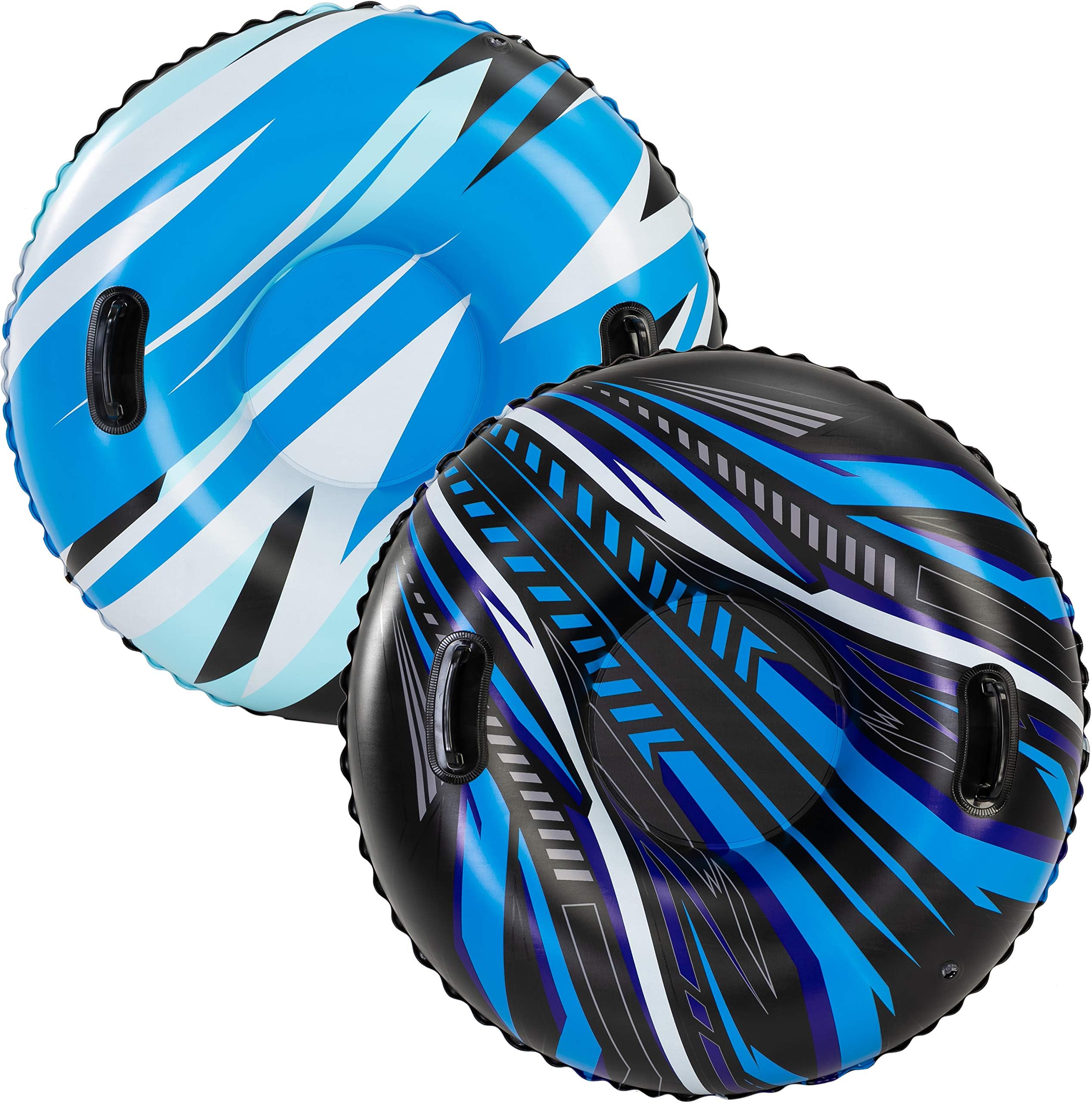 Snow Tubes (2 Sets),86cm Inflatable Snow Sled for Sledding for Kids and Adults, Heavy Duty Inflatable Snow Tube Made by Thickening Material of 0.5mm