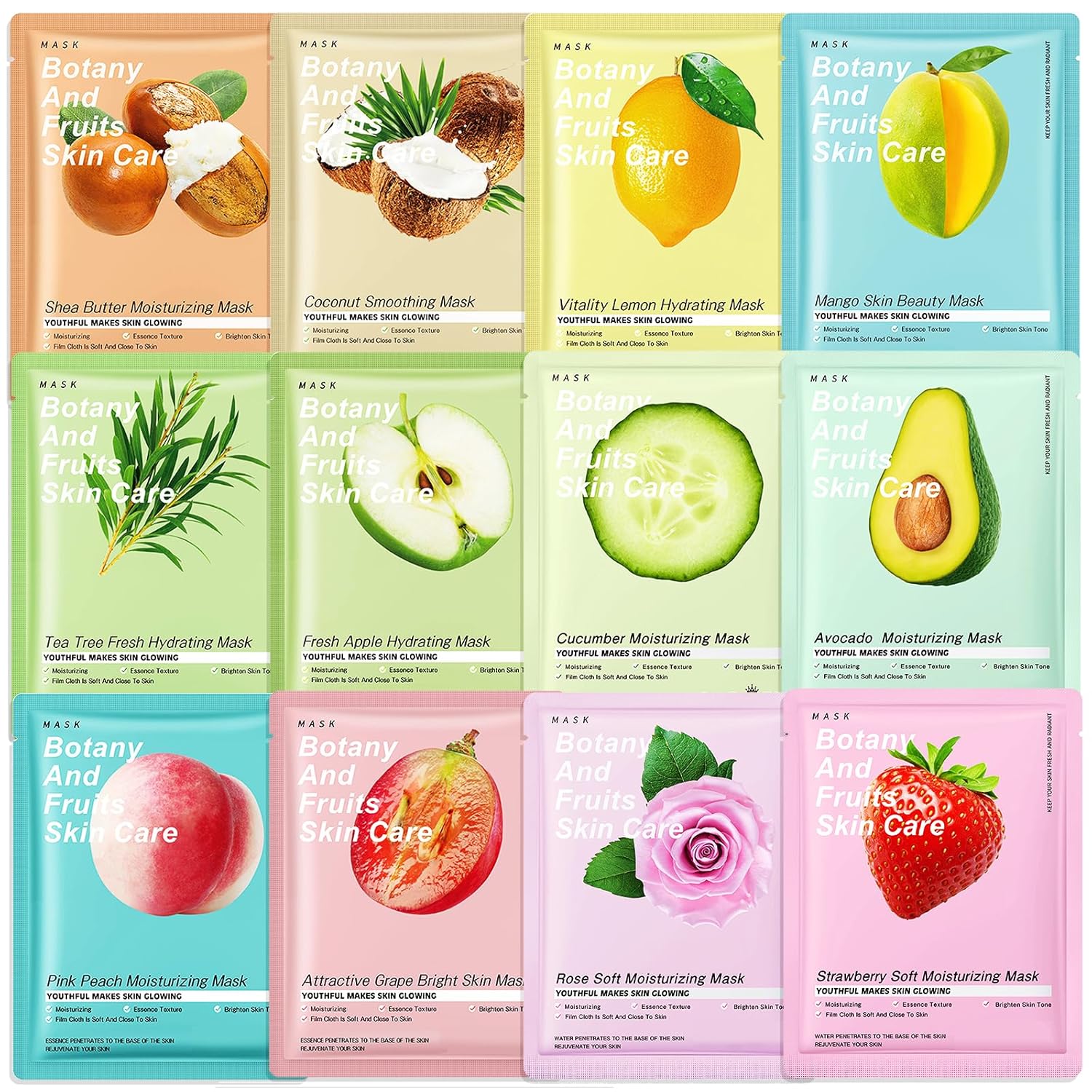 12 Pack Face Mask Skin Care,Sheet Mask Set,Facial Masks for Women Care, Skincare Hydrating Face Masks,Moisturizing,Soothing,Premium for All Skin Types 12 Pack Face Mask Skin Care,Sheet Mask Set,Facial Masks for Women Care, Skincare Hydrating Face Masks,Moisturizing,Soothing,Premium for All Skin Types