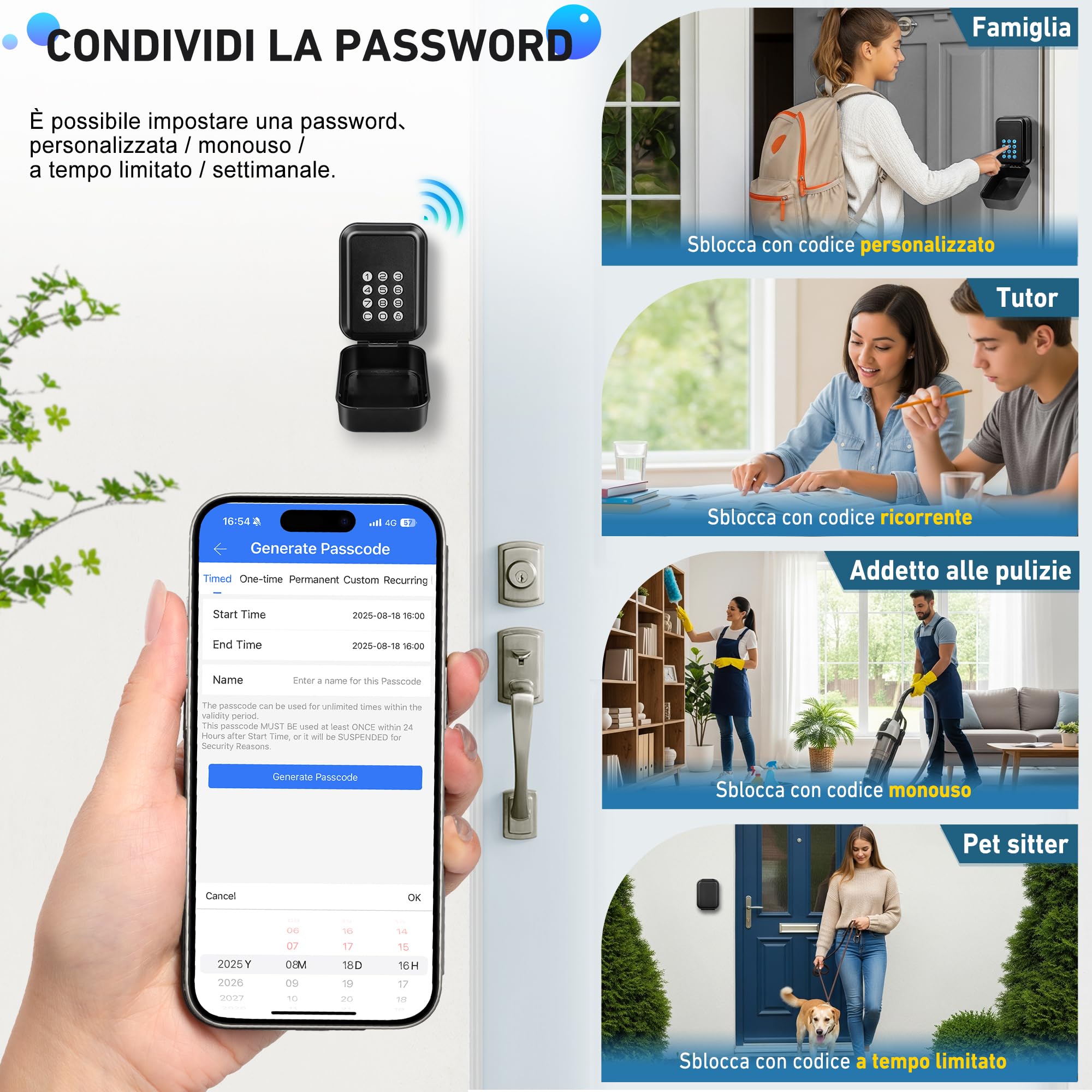 Cassetta di Sicurezza per Chiavi Esterno Impermiabile | Diritti di Accesso+Multi-Password | Elettronica Cassetta Sicurezza Chiavi Self Check IN Bluetooth Cassaforte per Chiave con Codice