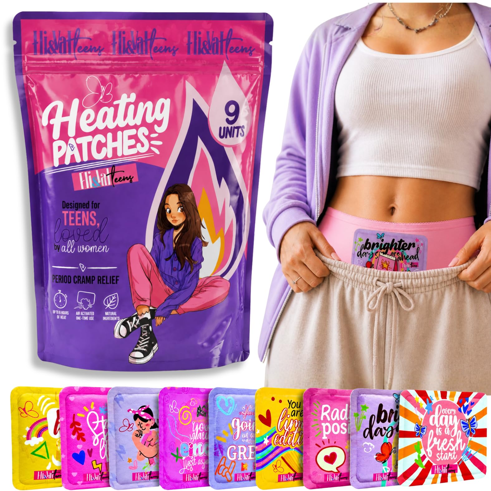 Period Θέρμανση Pad for Cramps – Period Kit for Teens, Tweens, Girls, and Women Essentials - Period Stuff - Disposable Θέρμανση Patches for Menstrual Cramp Pain Relief, Φορητή Θερμοθεραπεία