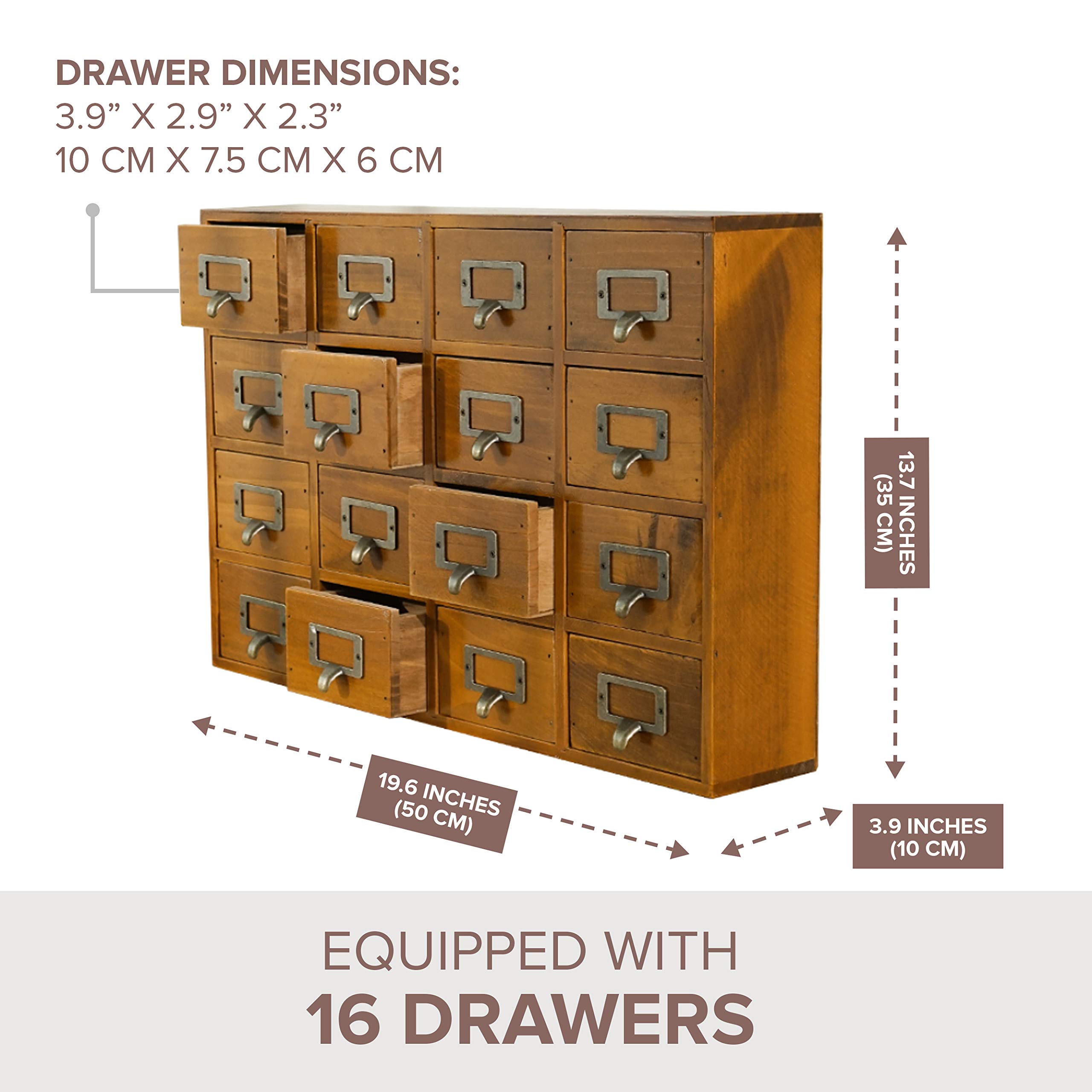 Primo Supply Desk Drawer Organizer Wooden Storage Box with 16 Drawers