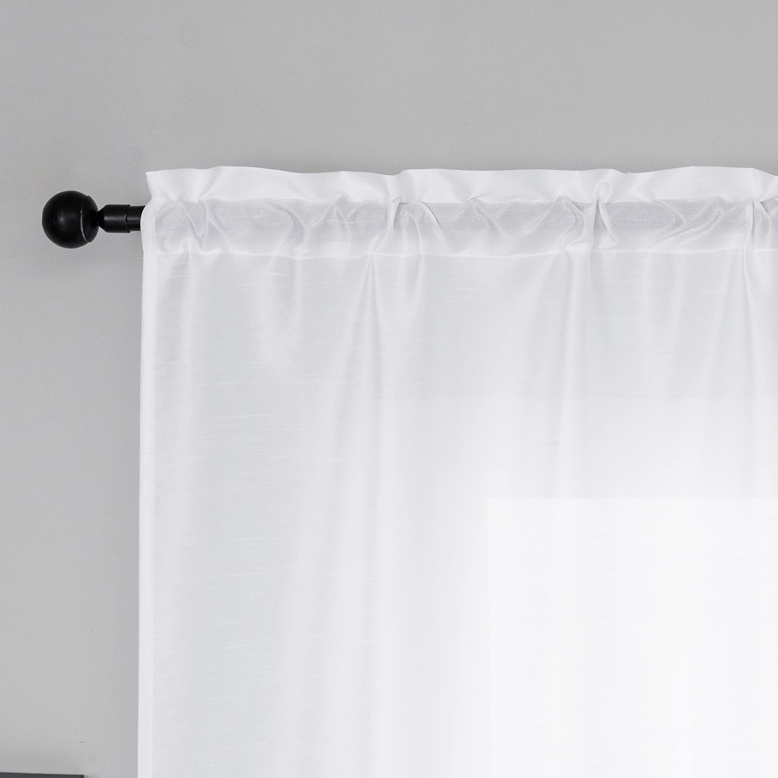 GIRASOLE HOME Coppia Tende Filtranti in Tessuto Simil Seta Tinta Unita Tenda Faux Silk per Soggiorno Camera e Interni 2 Pannelli con Tasca (70x235cm, Bianco)