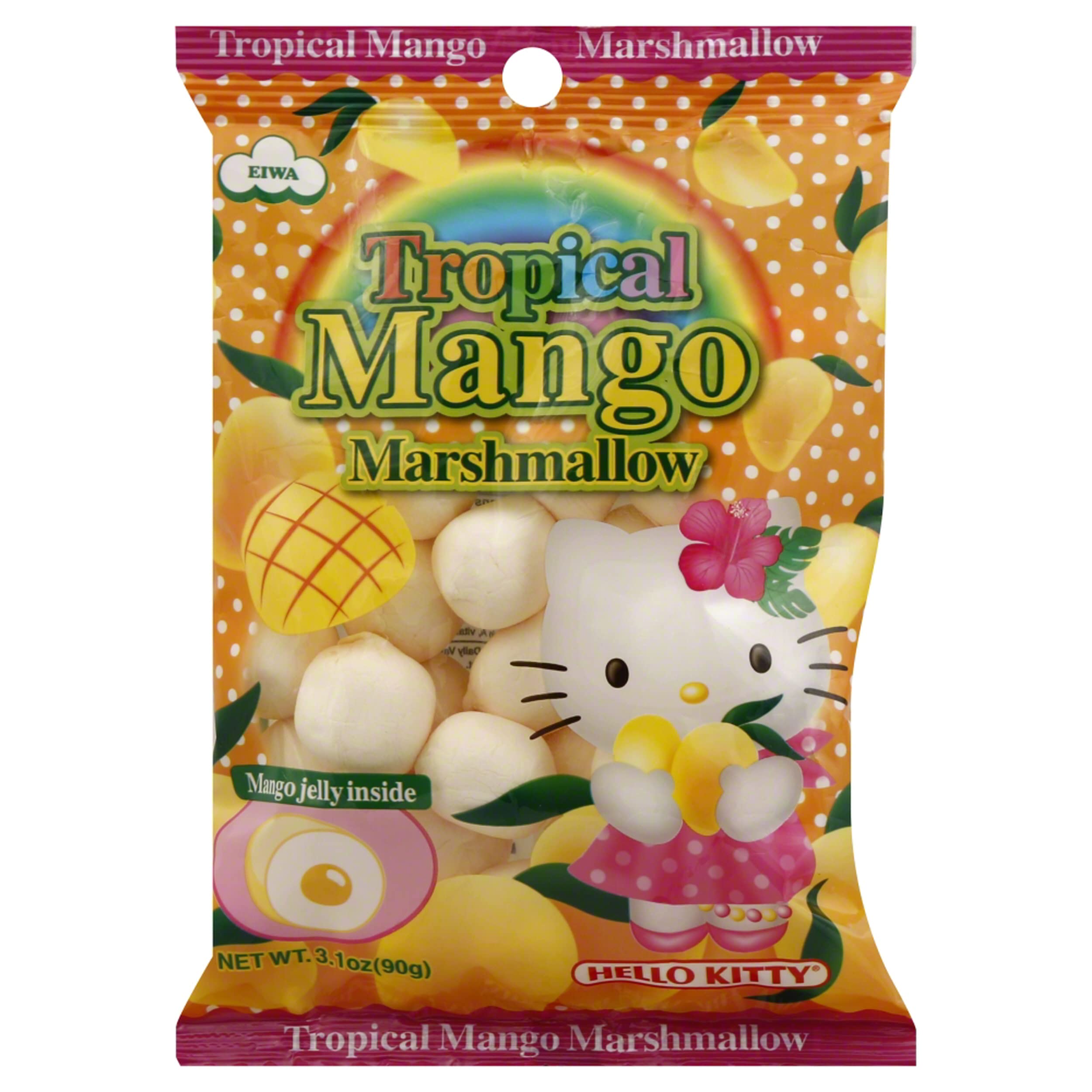 EiwaHello Kitty Tropical Mango Marshmallow, Mango Jelly Inside, 3.1 Ounce (Pack of 12)