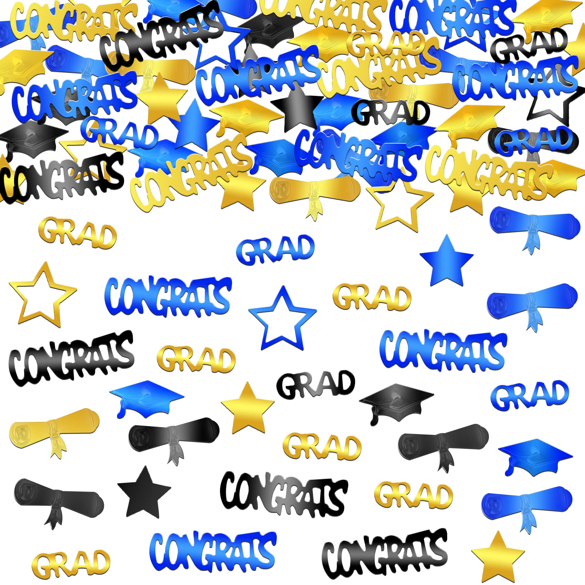 KatchOn, Gold and Black Graduation Confetti 2025 - Pack of 1300 | Grad Confetti Class of 2025 | Grad Table Decorations 2025 | Blue and Gold Graduation