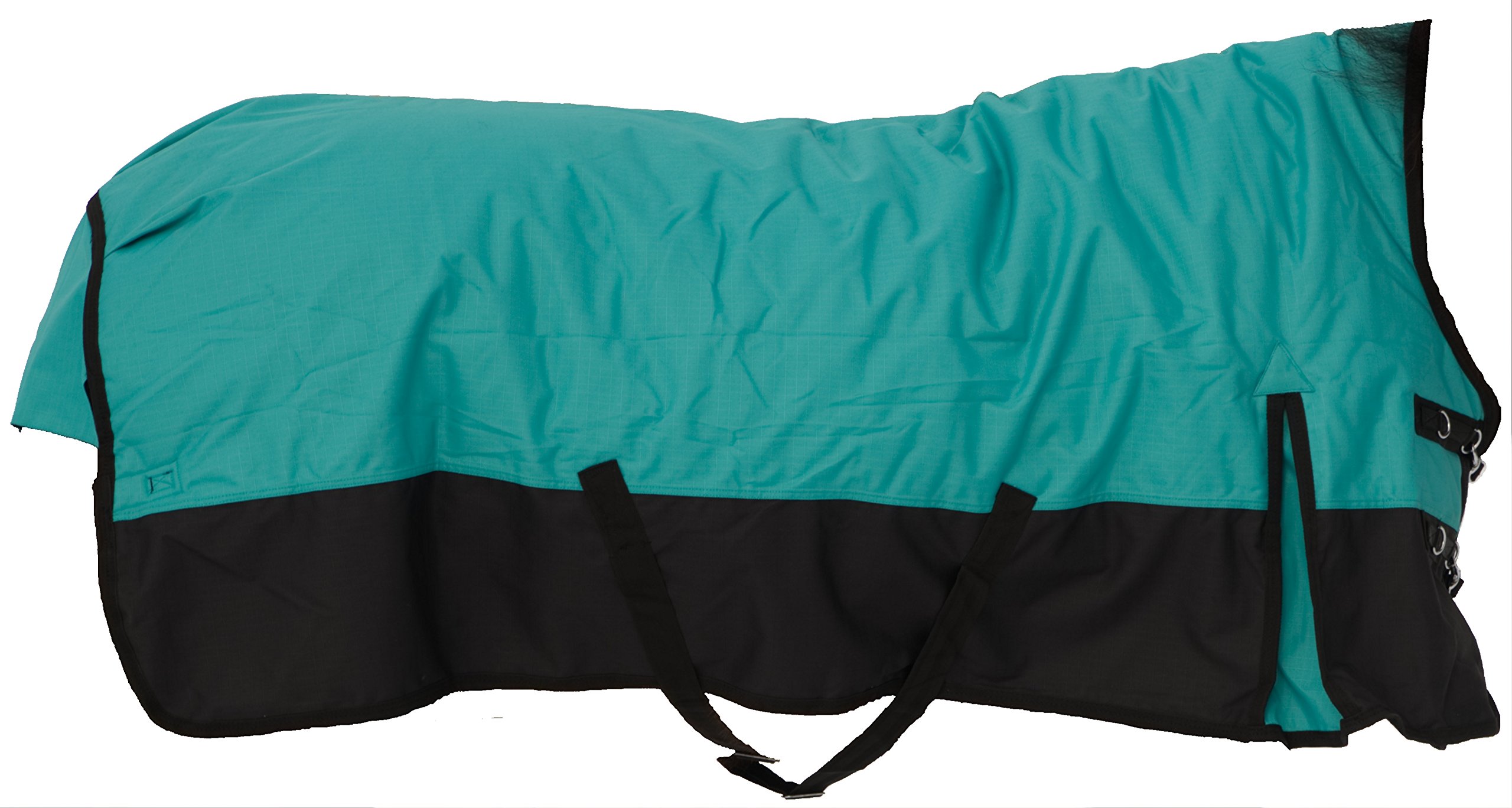 Pferdedecke Winter Ripstop 1200D 400g Füllung hoher Nackenschutz Türkis/Schwarz