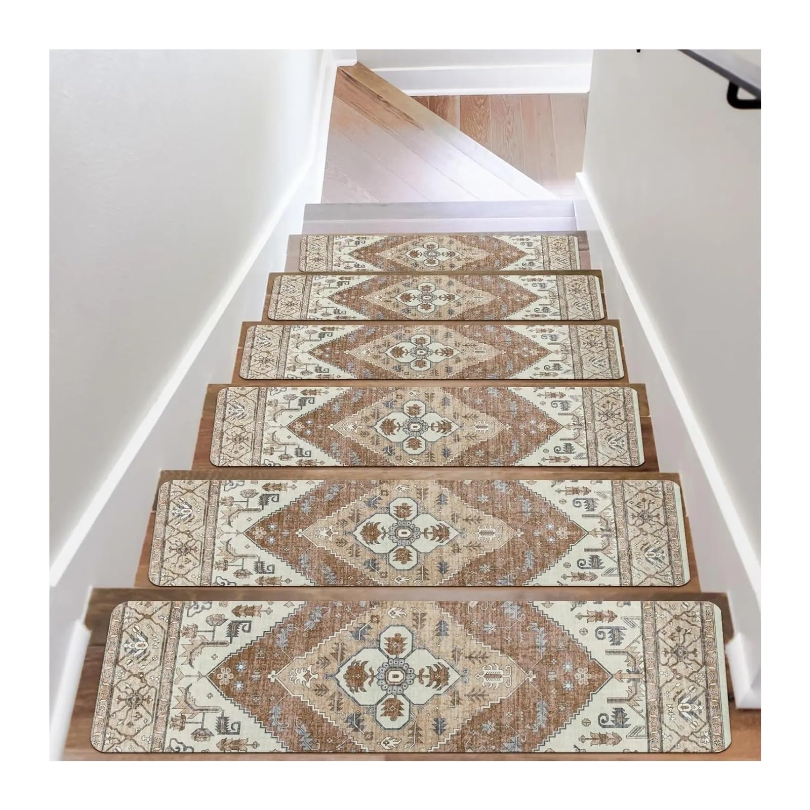 GIYXHU Stair Treads 15 Pcs Carpet Stair Treads For Wooden Steps Indoor Runner Resistant Rugs Rubber Safety Mats(Color 06)