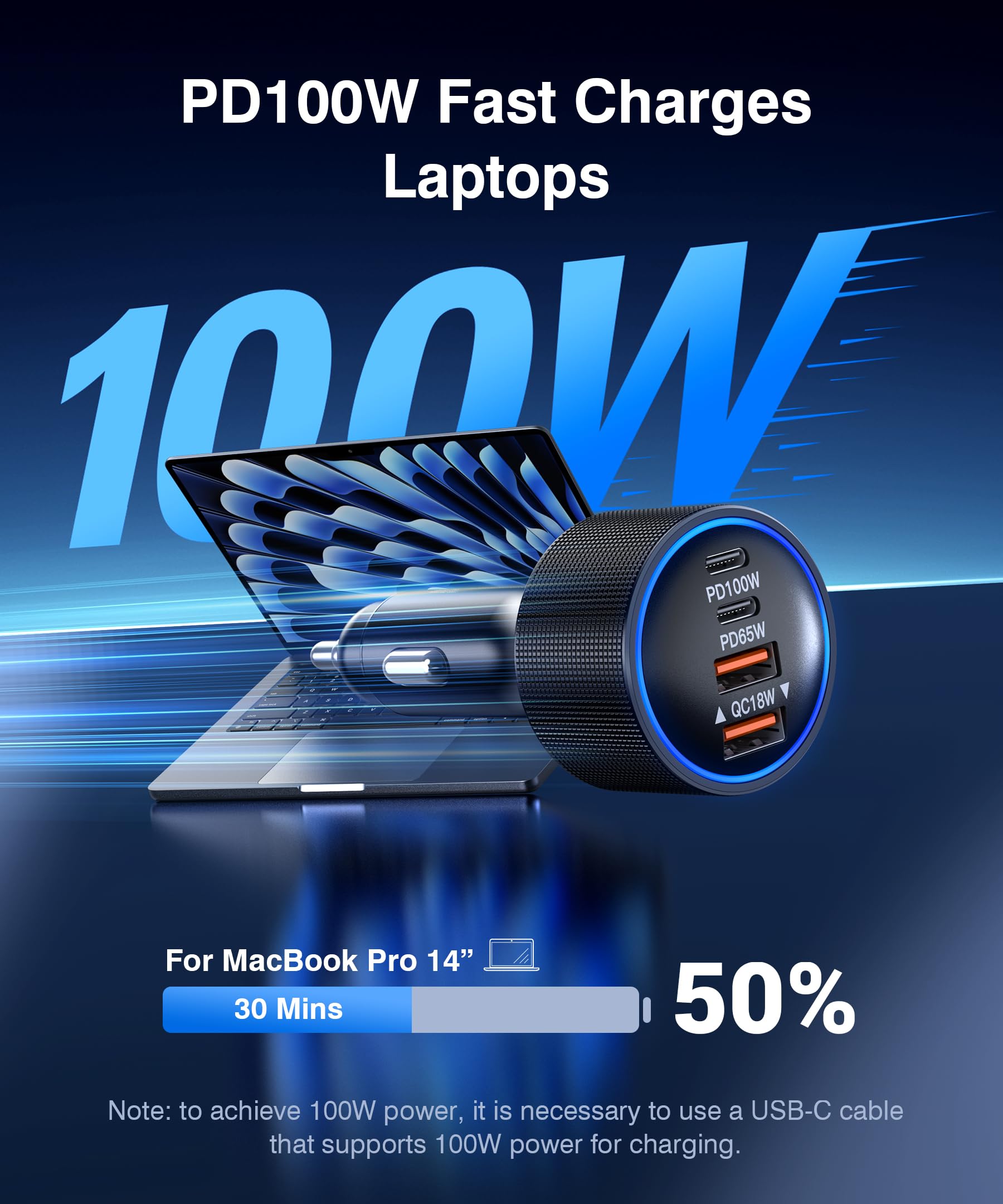 Caricabatteria da auto USB-C 4 in 1, adattatore per accendisigari a 4 porte super veloce, supporta la ricarica rapida PD/QC, compatibile con iPhone 17/16/15, iPad, Samsung Galaxy e altri dispositivi