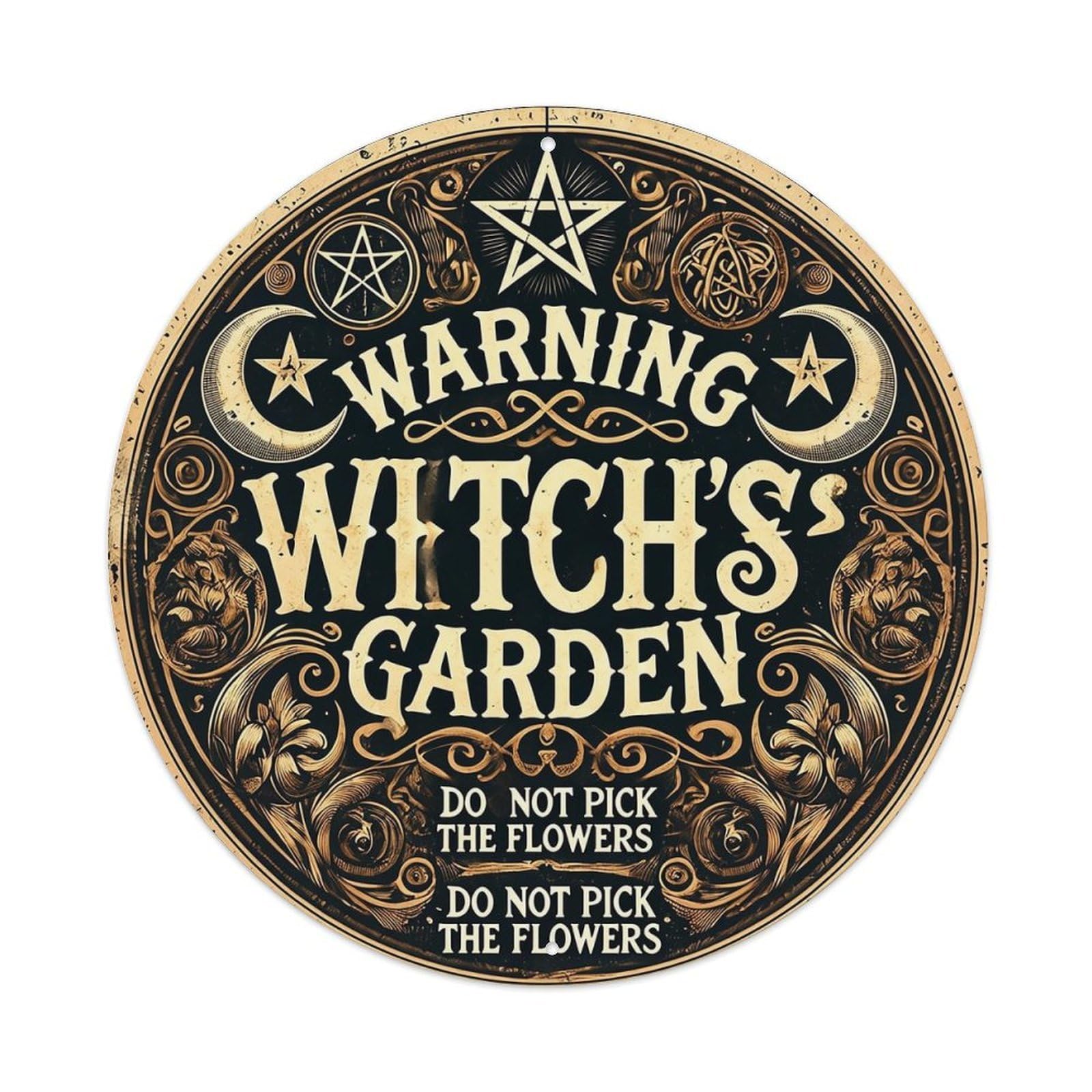 Warning Witchs Garden Sign Tin Sign Metal Poster Vintage Metal Signs for Home Man Cave Bar Cafe Kitchen laundry room Wall Decorations 8x8 inches