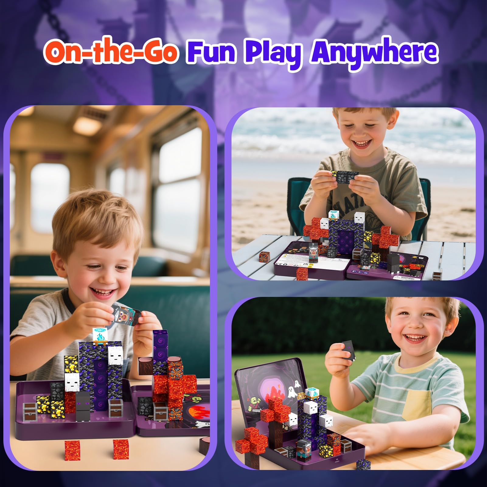 STEM MATCH Mattoncini magnetici da viaggio per bambini, scatola in ferro portatile giocattolo da costruzione magnetico regalo per bambini dai 3 anni in su (49pcs Esploratori delle caverne)