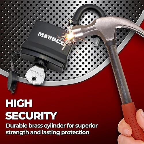 Miniatura 6 de Maudex Candados resistentes IP450, paquete de 4 con 12 llaves iguales, cerraduras resistentes a la intemperie para exteriores con grillete de acero