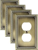 Vista 26 de Paquete de 2 Placas de Cubierta Combinadas para Interruptor de Palanca/Dúplex, Placa de Cubierta de Enchufe de Pared de Metal de Latón Antiguo