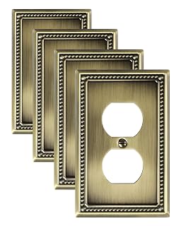 4-Pack Duplex Switch Plates and Outlet Covers, Antique Brass