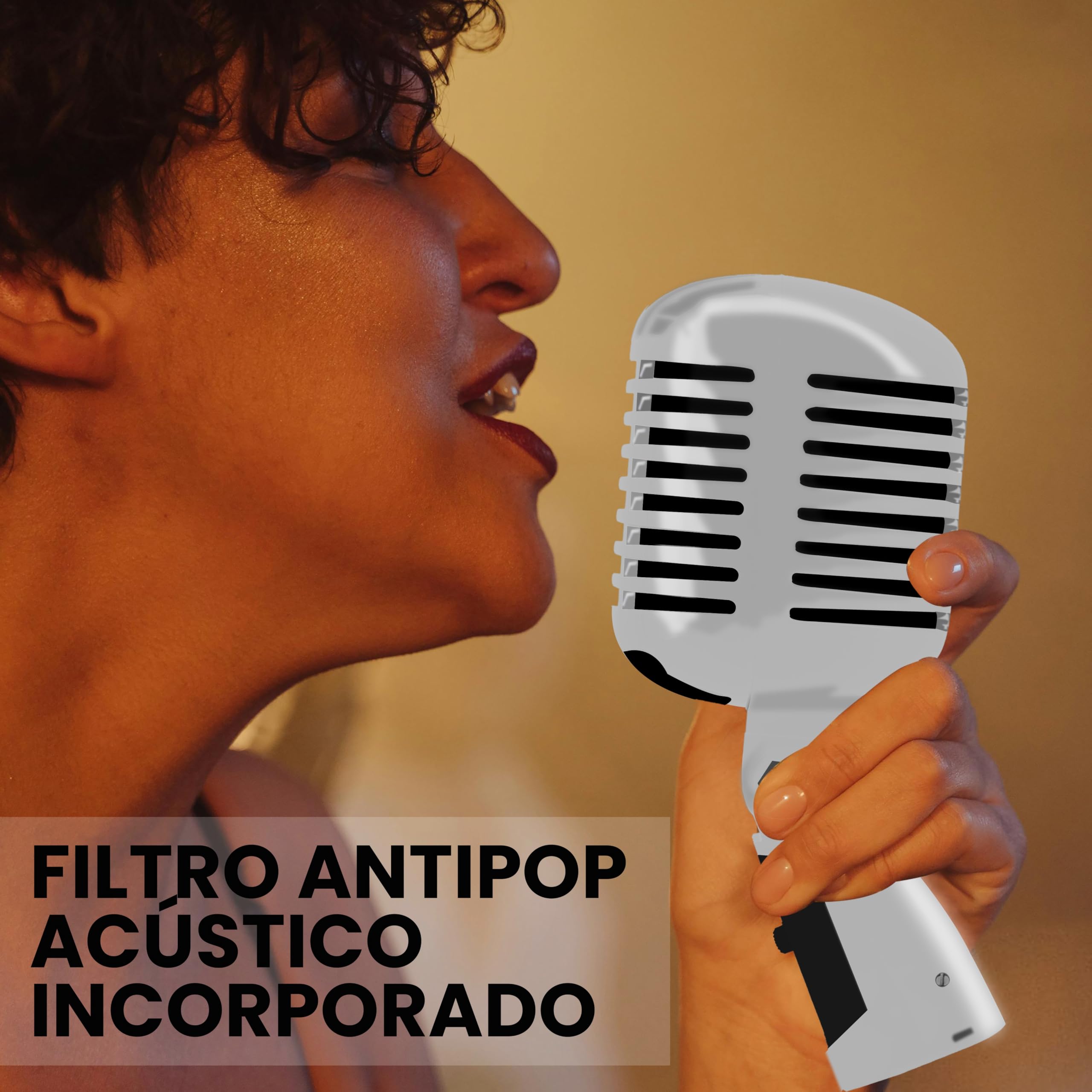 Pyle Micrófono Clásico Retro Dinámico, Unidireccional Cardioide de Estilo Vintage con Cable XLR, Compatible con Soporte Universal, Ideal para Actuaciones en Vivo y Grabaciones en Estudio
